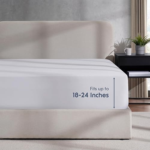 Nestl Bedding - Sábanas bajeras con bolsillo profundo de 53 cm