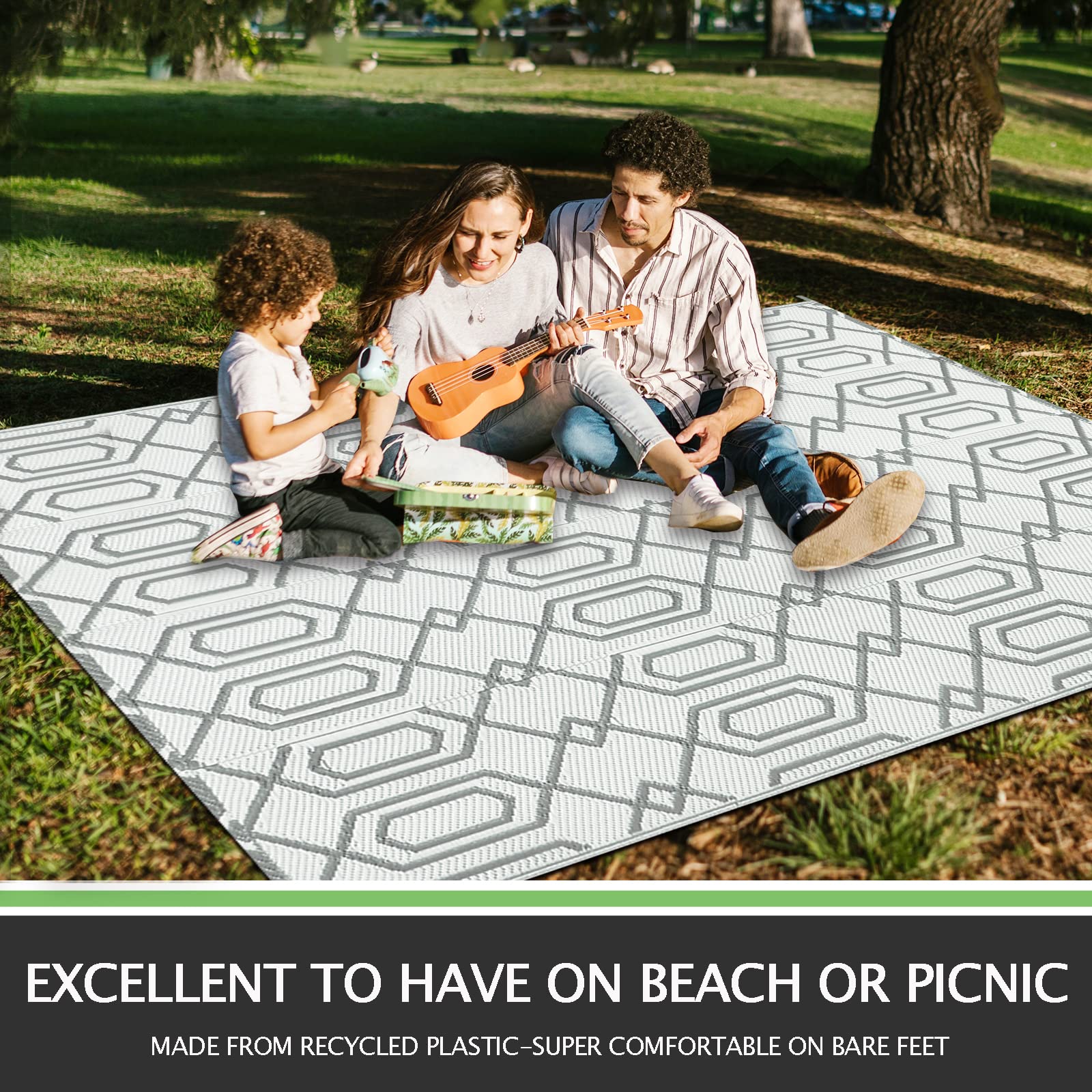 Tappeto Da Esterno Impermeabile 150x245 Cm - Per Picnic, Campeggio, Giardino, Spiaggia - Foto 7