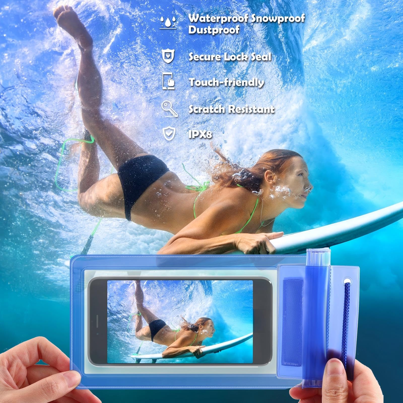 Transparente wasserdichte Handytaschen mit Umhängeband, mehrfarbig, 50 Stück