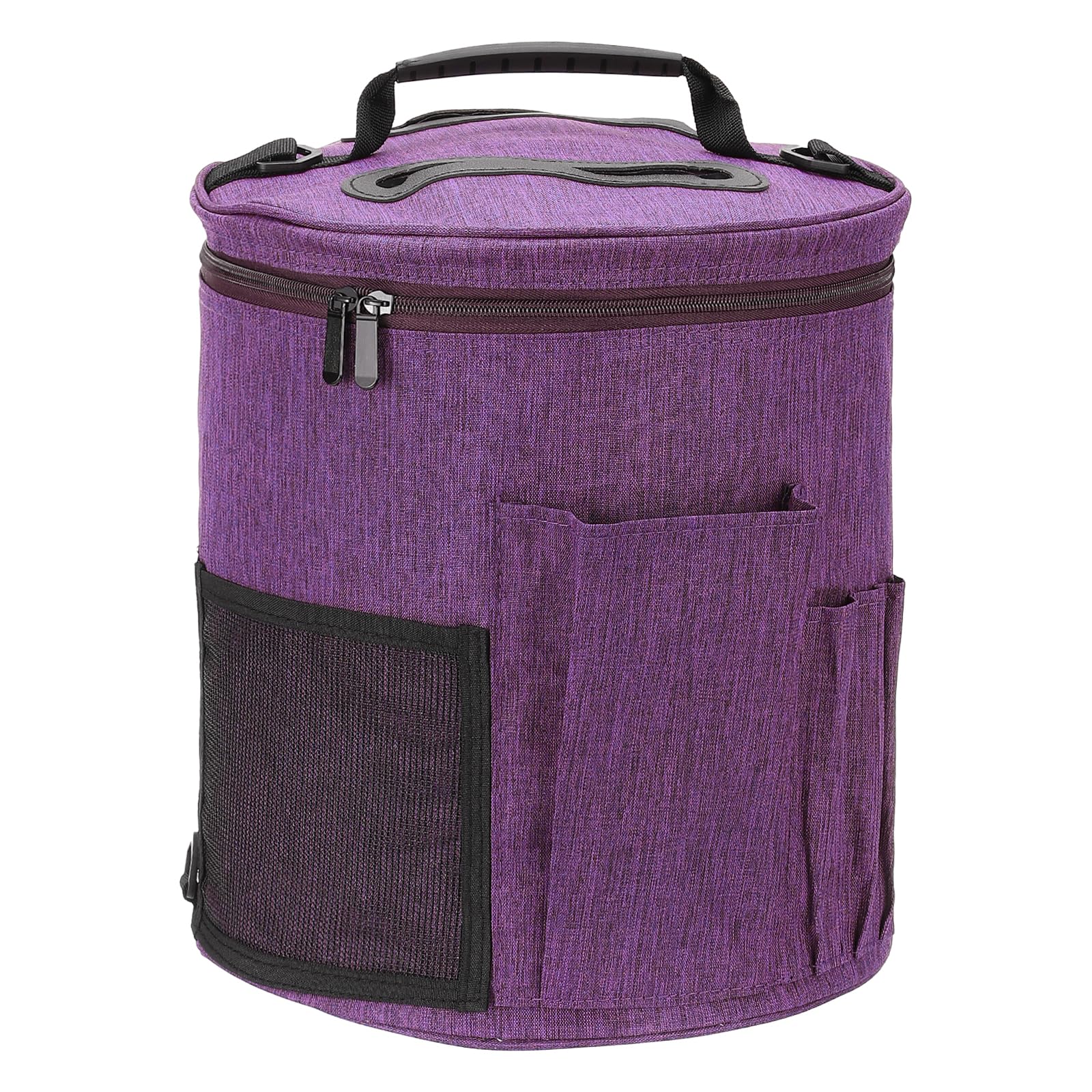 PATIKIL Knitting Bag for Yarn Storage Large Size Crochet Organizer Strap Case Holder with Sided Pocket for Crocheting Supplies Needles Hooks Tools Purple