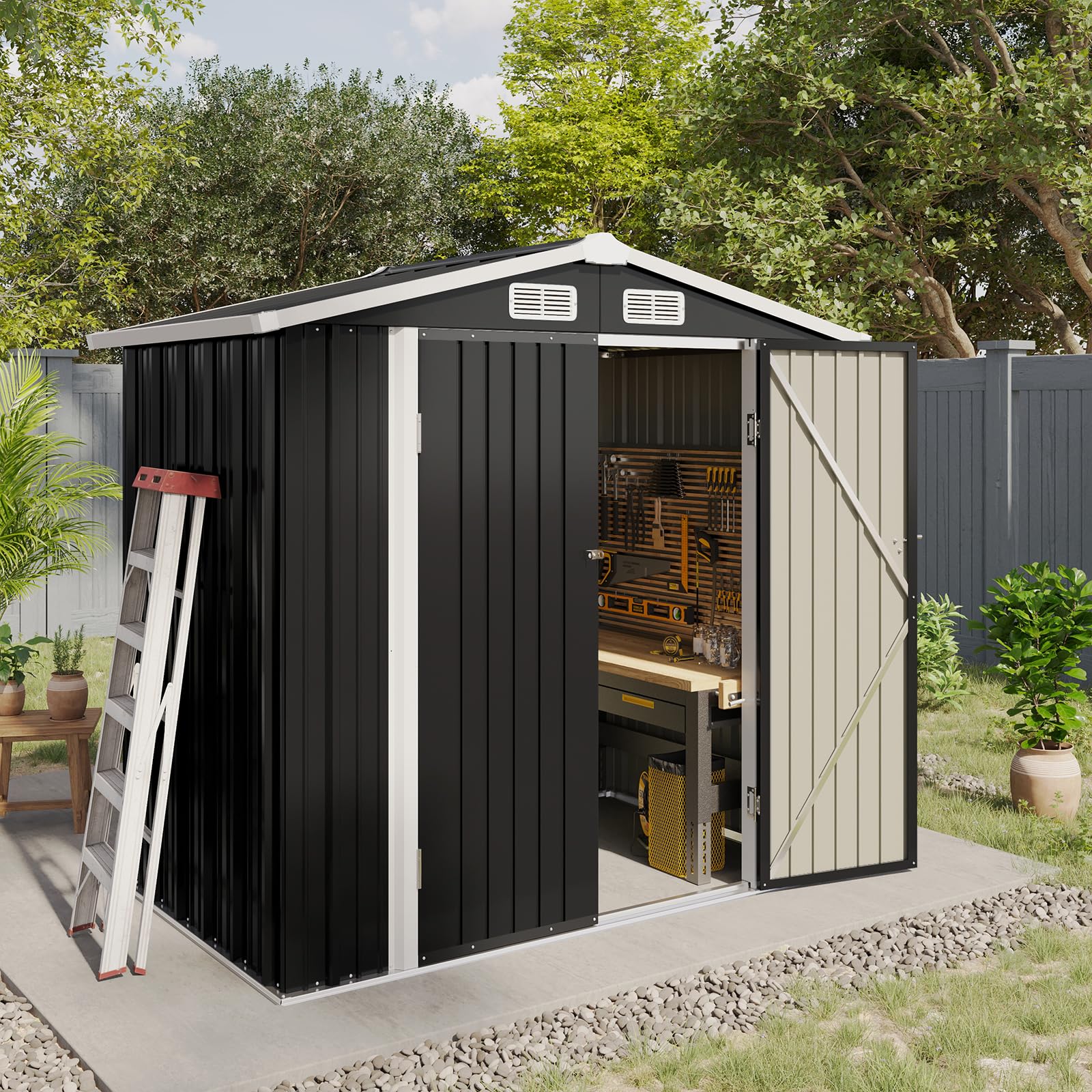 Amazon.com : Aoxun 6.2x4 FT Shed Outdoor Galvanized Storage Shed