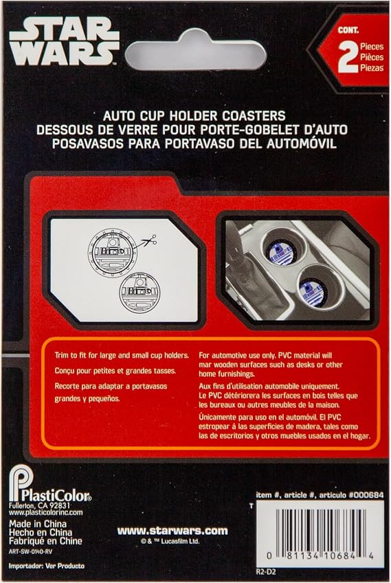 Plasticolor 000684R01 Star Wars R2D2 Auto Cup Holder Coaster for Car Truck SUV 2-Pack