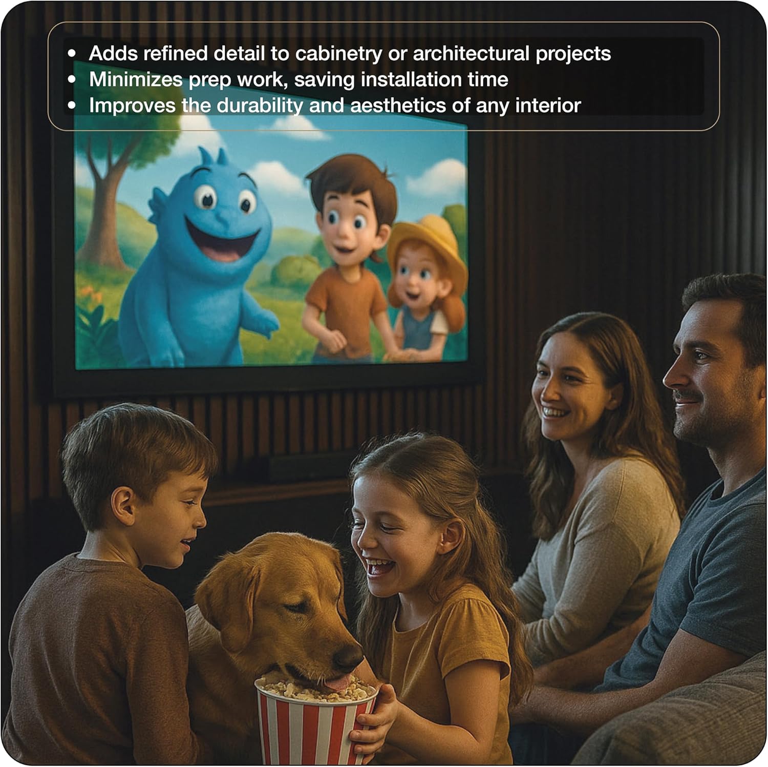 Tambour Touch Natural White Oak Acoustic Panel, Varnished 1" Wide Slats - Harmony Series - Sold 2 Panels Per Carton for Sound Absorption, Ideal for Home Theaters, Offices, and Studios