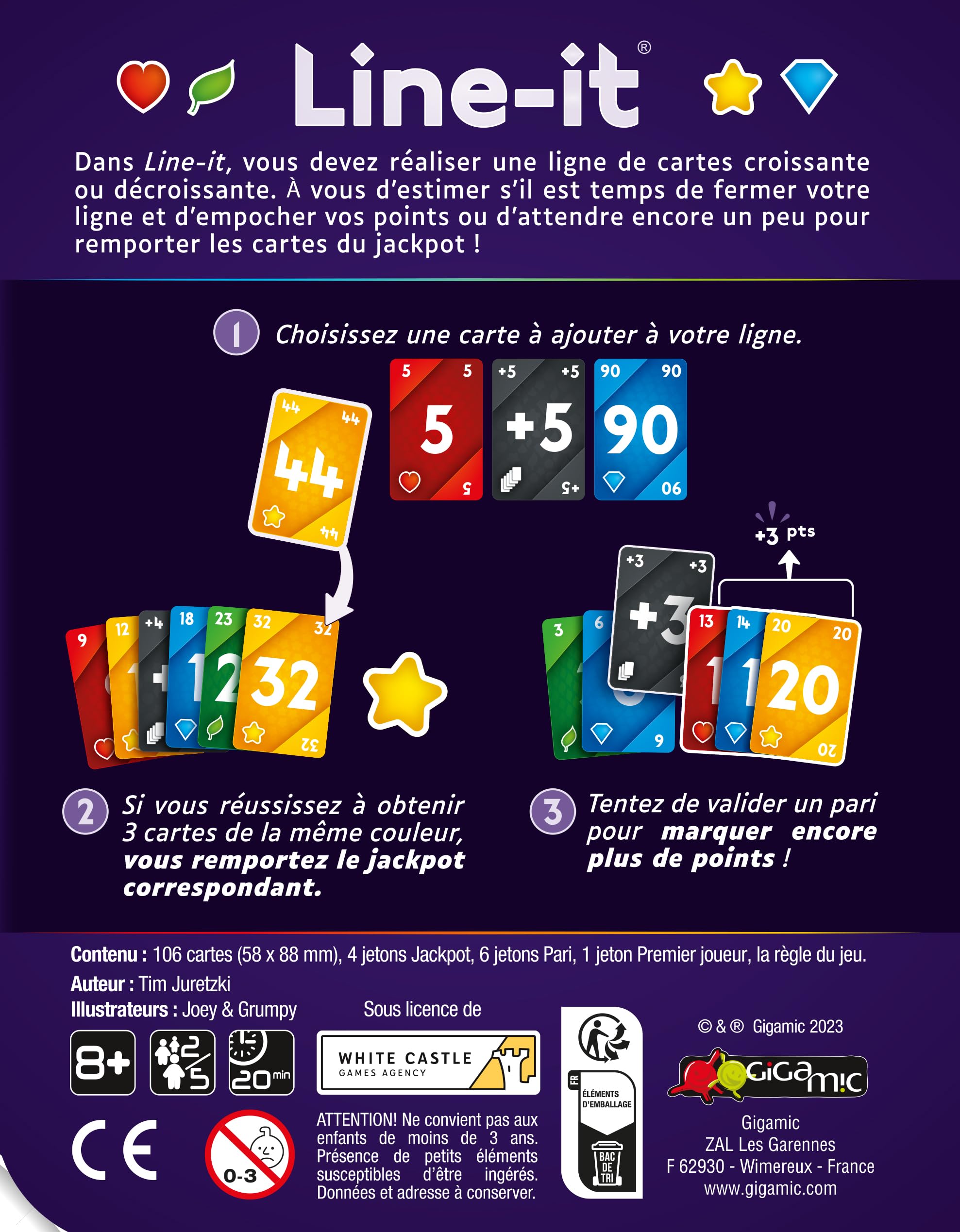 Jeu De Cartes Line-IT De Gigamic - Ambiance Et Prise De Risque - 2 à 5 Joueurs - Dès 8 Ans
