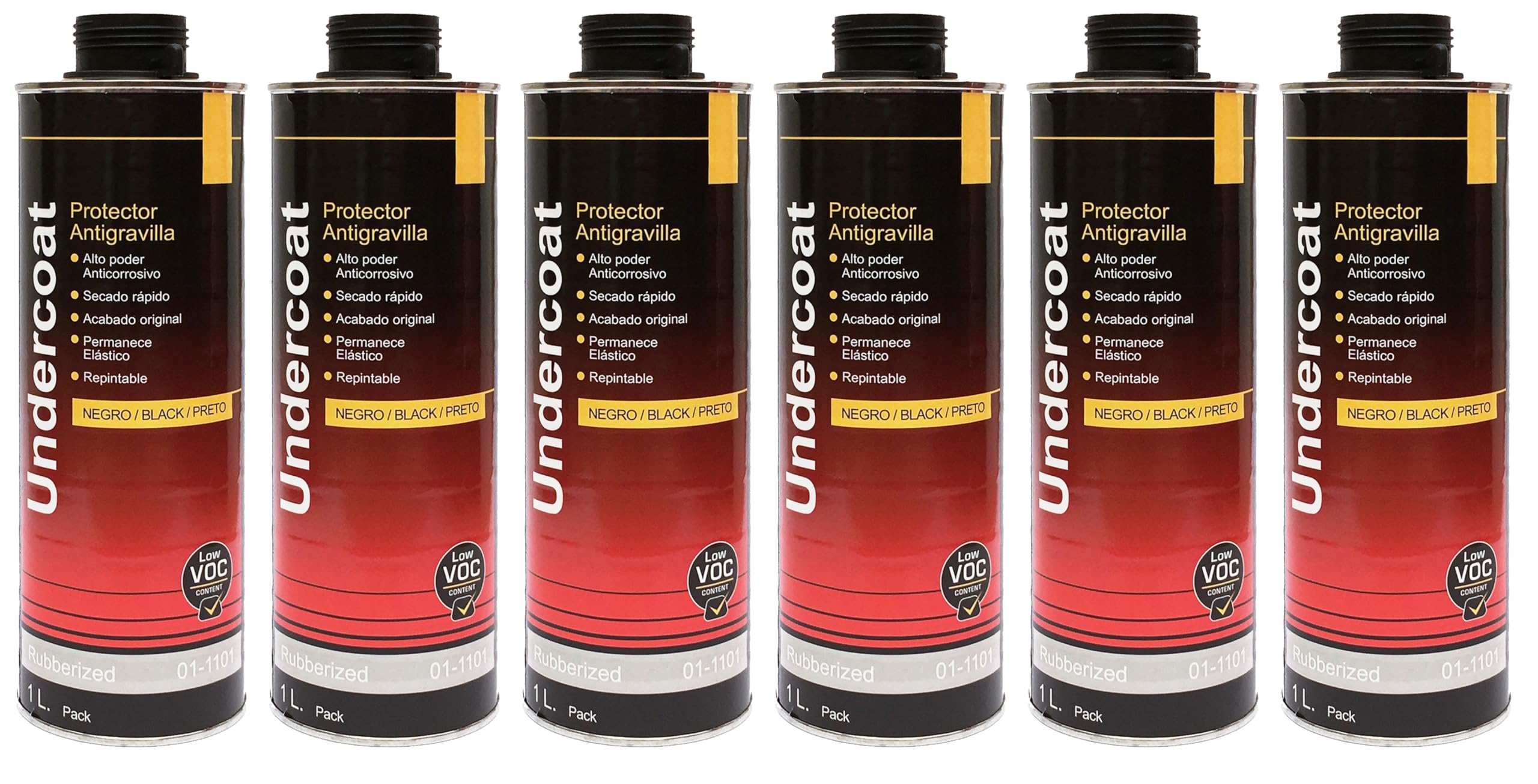 Protector antigravilla color negro 1 litro por unidad. protector bajos de coches pasos de rueda, 6 unidades