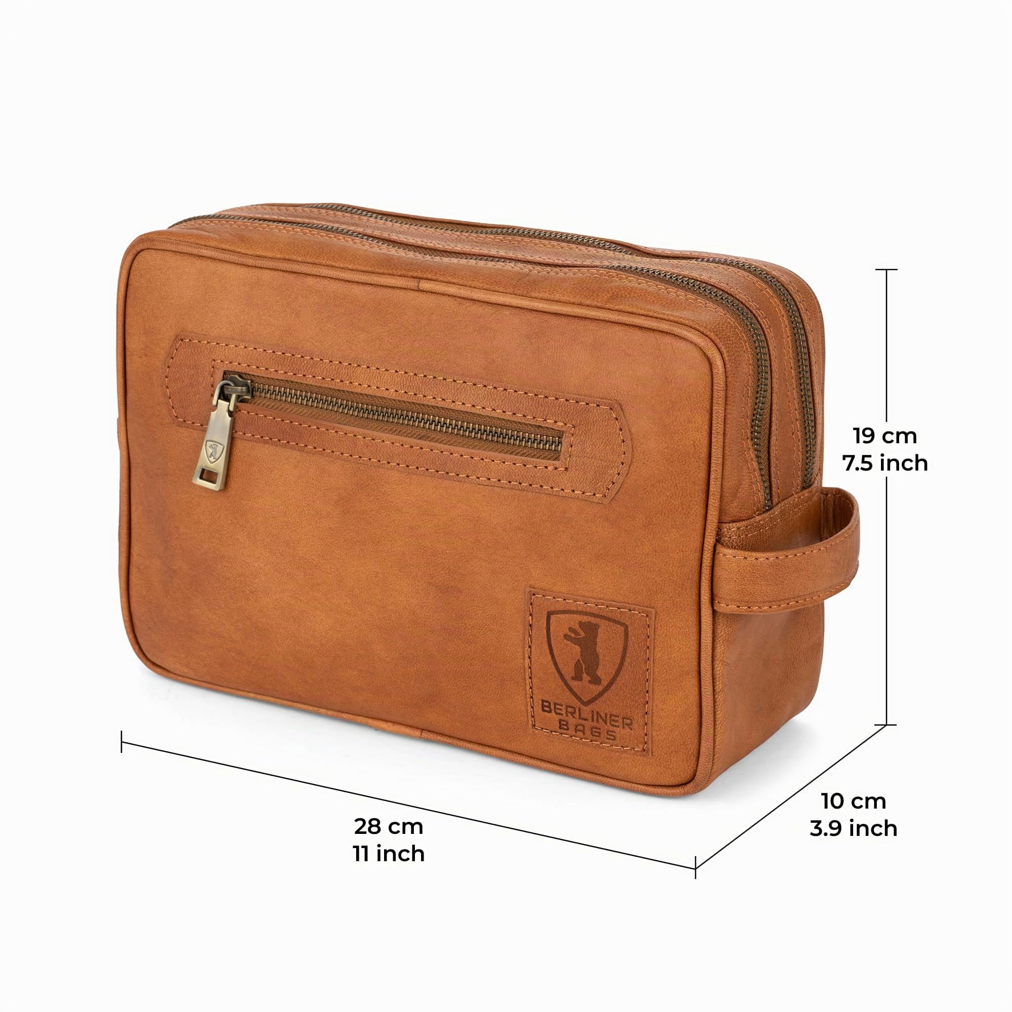 Berliner Bags Borsa da Toilette Paul in Pelle Trucco Cosmetico Donna Uomini Viaggio Marrone Vintage