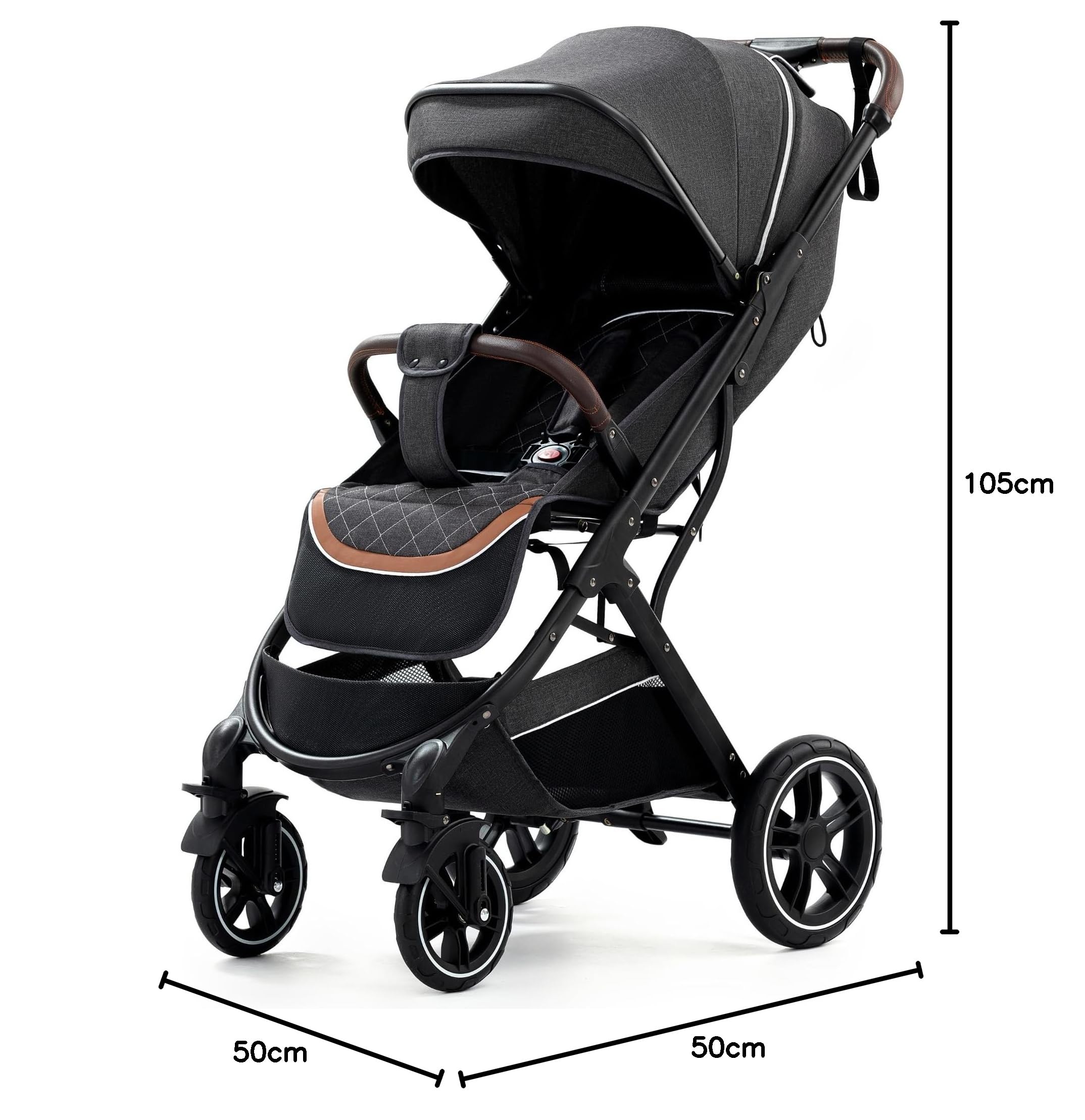 YAZOCO Carrito bebé Silla de paseo Plegable Silla de paseo ligera Carrito bebe Fundas para pies, mosquiteros, cubiertas de lluvia 0-22kg (Negro)