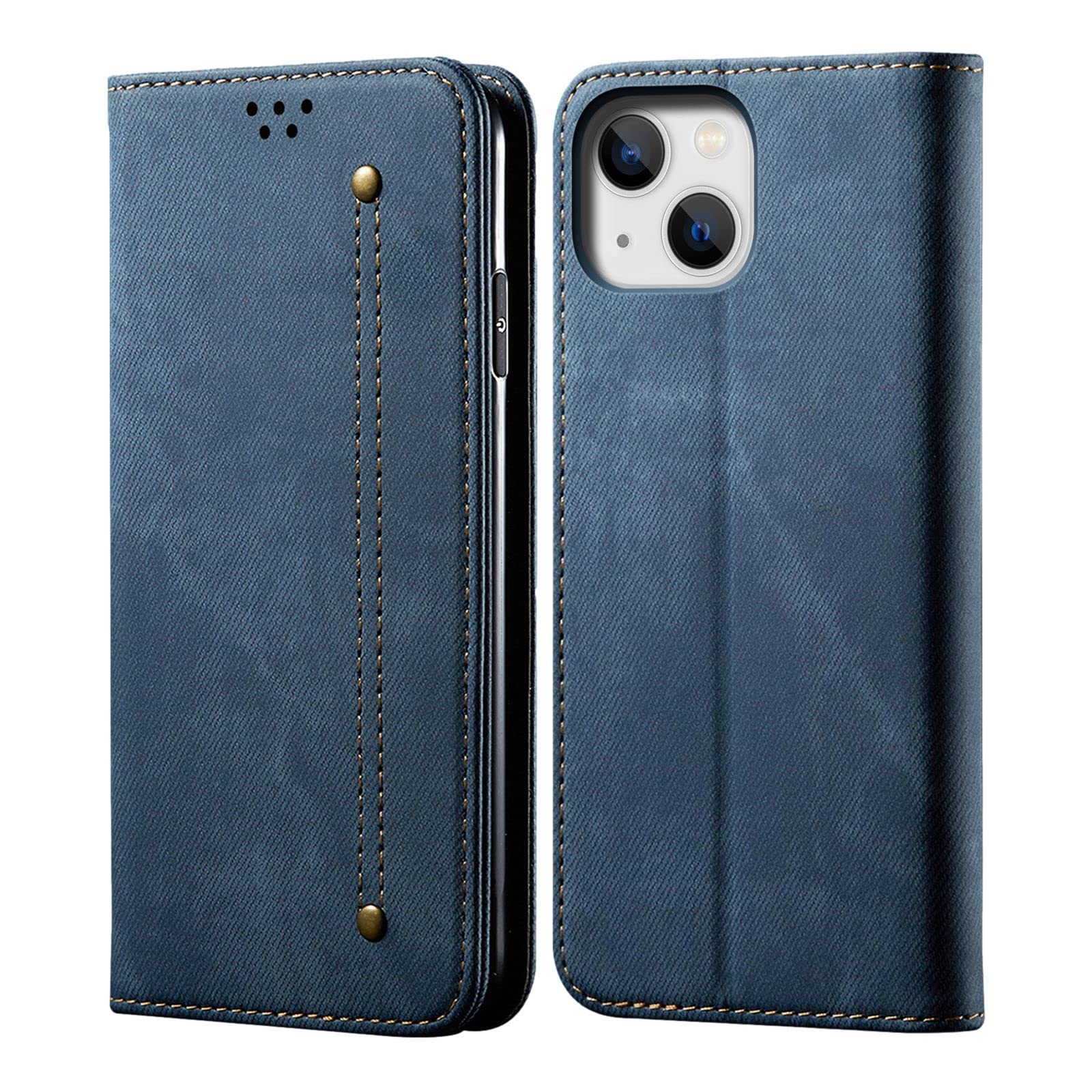 Cubix® Denim Flip Cover for Apple iPhone 14 Case Luxury Slim Wallet Folio Case Magnetic Closure Cover (Blue) (B09Y3DC652) Amazon Price History, Amazon Price Tracker