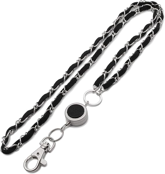 Amazon Co Jp ネックストラップ リール おしゃれ かわいい カード チェーン シルバー ブラック Mサイズ 文房具 オフィス用品