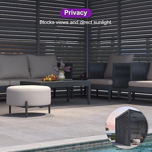 Miniatura 34 de PURPLE LEAF Pérgola 94AS con listones de aluminio para exteriores de 12 x 20 pies con techo ajustable para terraza, patio trasero, jardín, kiosco