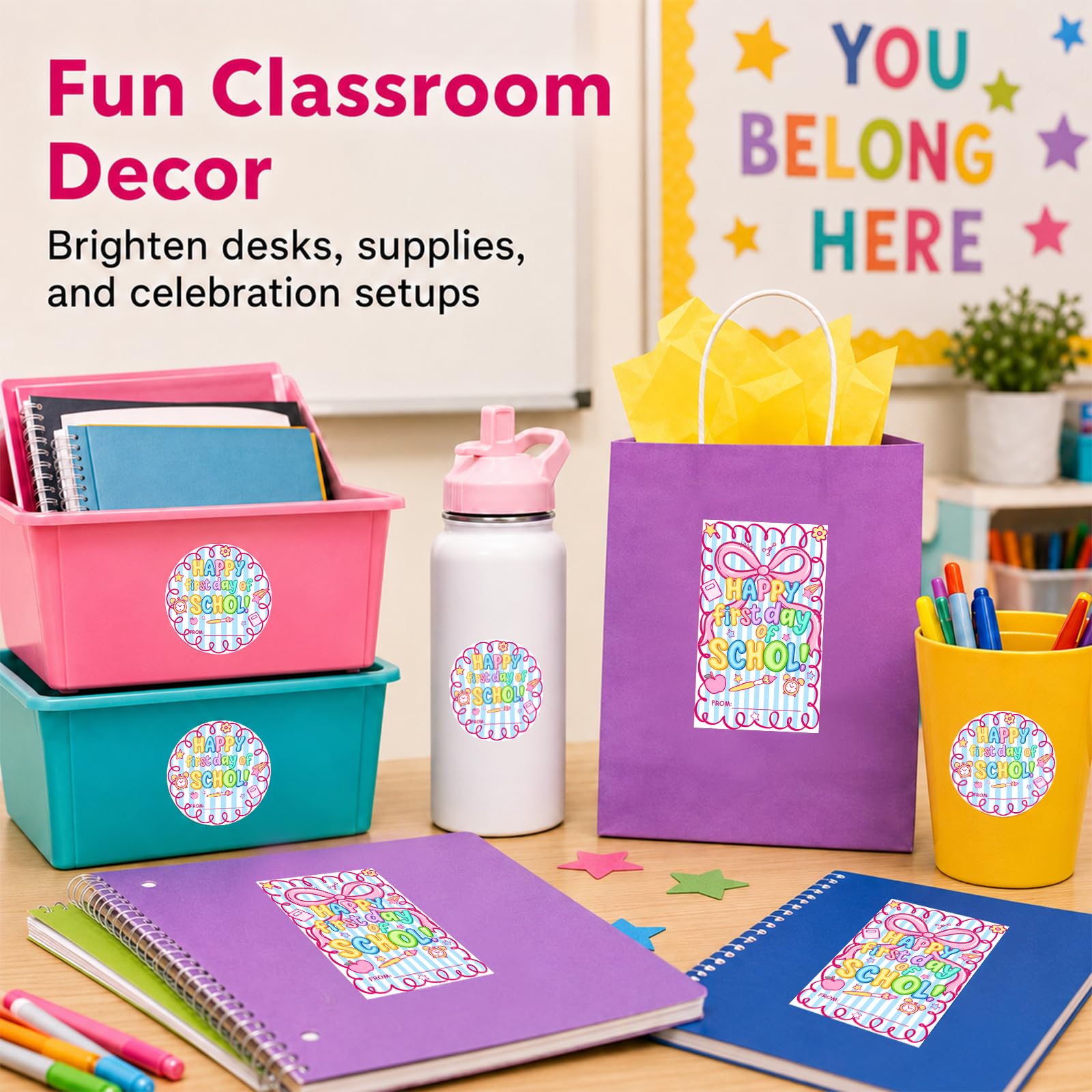 Lot de 40 étiquettes autocollantes pour la rentrée scolaire – Autocollants de bienvenue pour enseignants, étudiants, décoration de salle de classe – Étiquettes pour l'année scolaire, fournitures pour