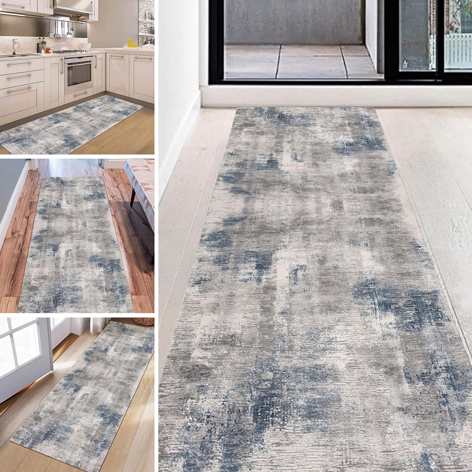 Hamankim Modern Carpet Runners for Kitchen Width 60cm/70cm/80cm/100cm Very Long Hallway Hall Narrow Runner Rugs 1m 2m 3m 4m 5m 6m Washable Floor Area Mats Custom Length(100×500cm/3.3ft×16.4ft)