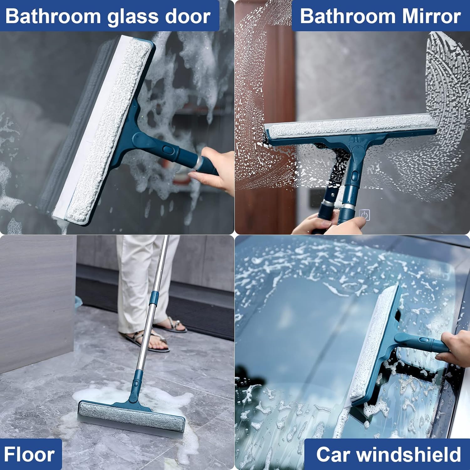 1 Window Cleaner Shower Squeee " Durable Squeee, Long Handle,