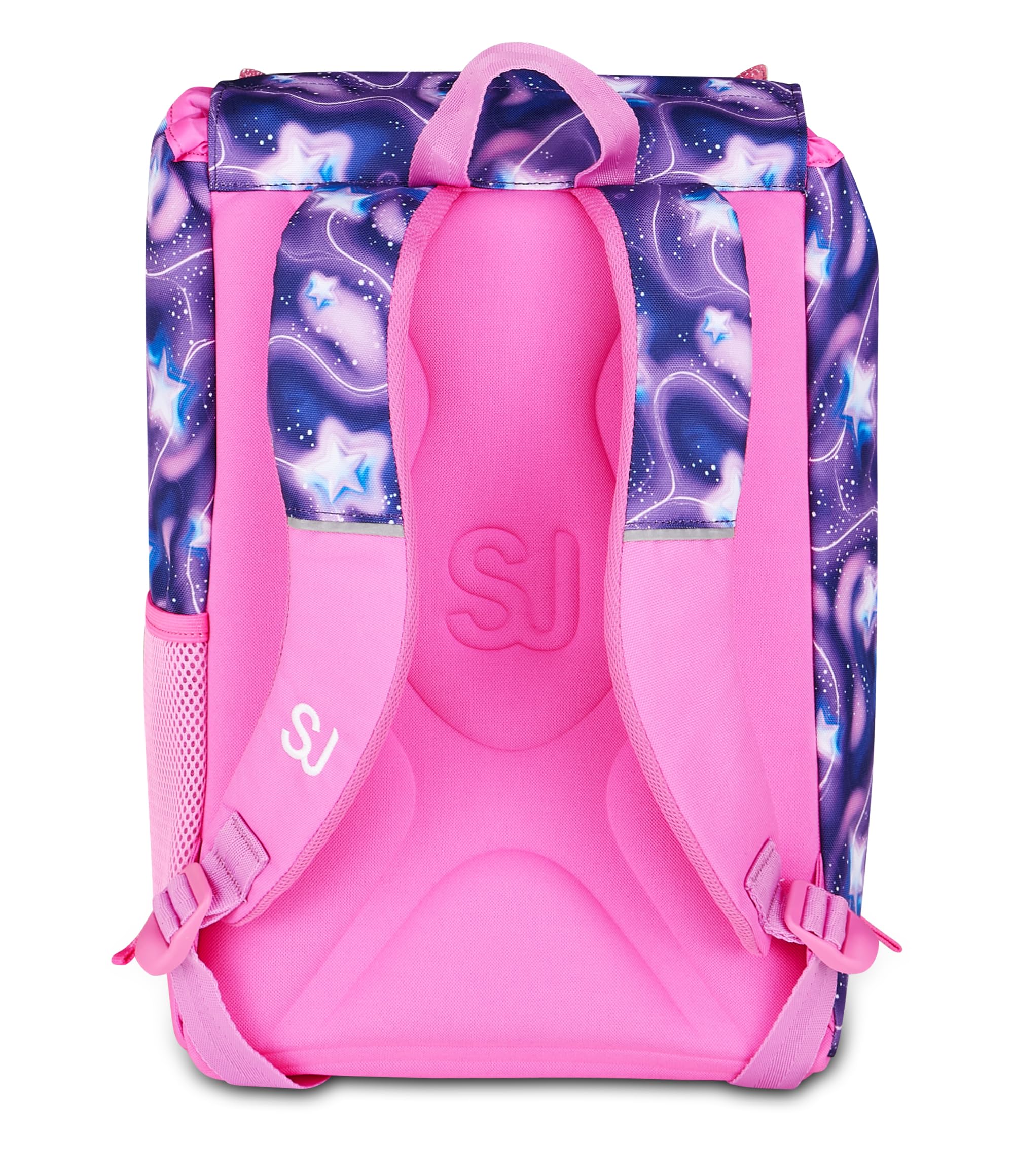 SJ GANG STYLE JAM GANG Zaino Scuola Estensibile Big FLUFFY PINK GIRL, Viola, 24 L, Zip laterali, Applicazioni pelose, Portachiavi astronauta, Tasca portaborraccia, Elementari e medie, Bambina, Ragazza