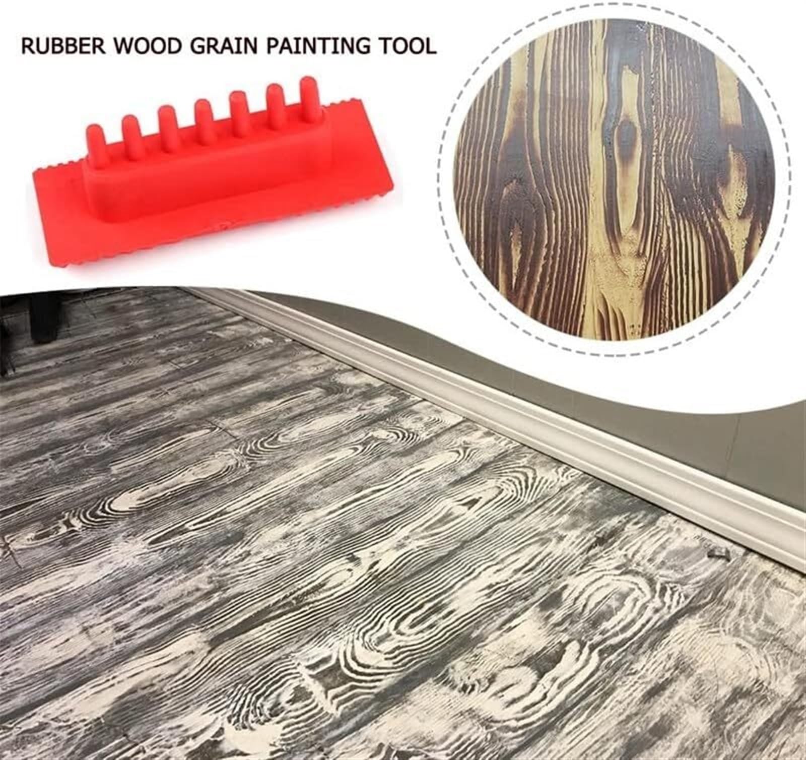rodillo de pintura, Herramienta de goma para pintar vetas madera, decoración del hogar