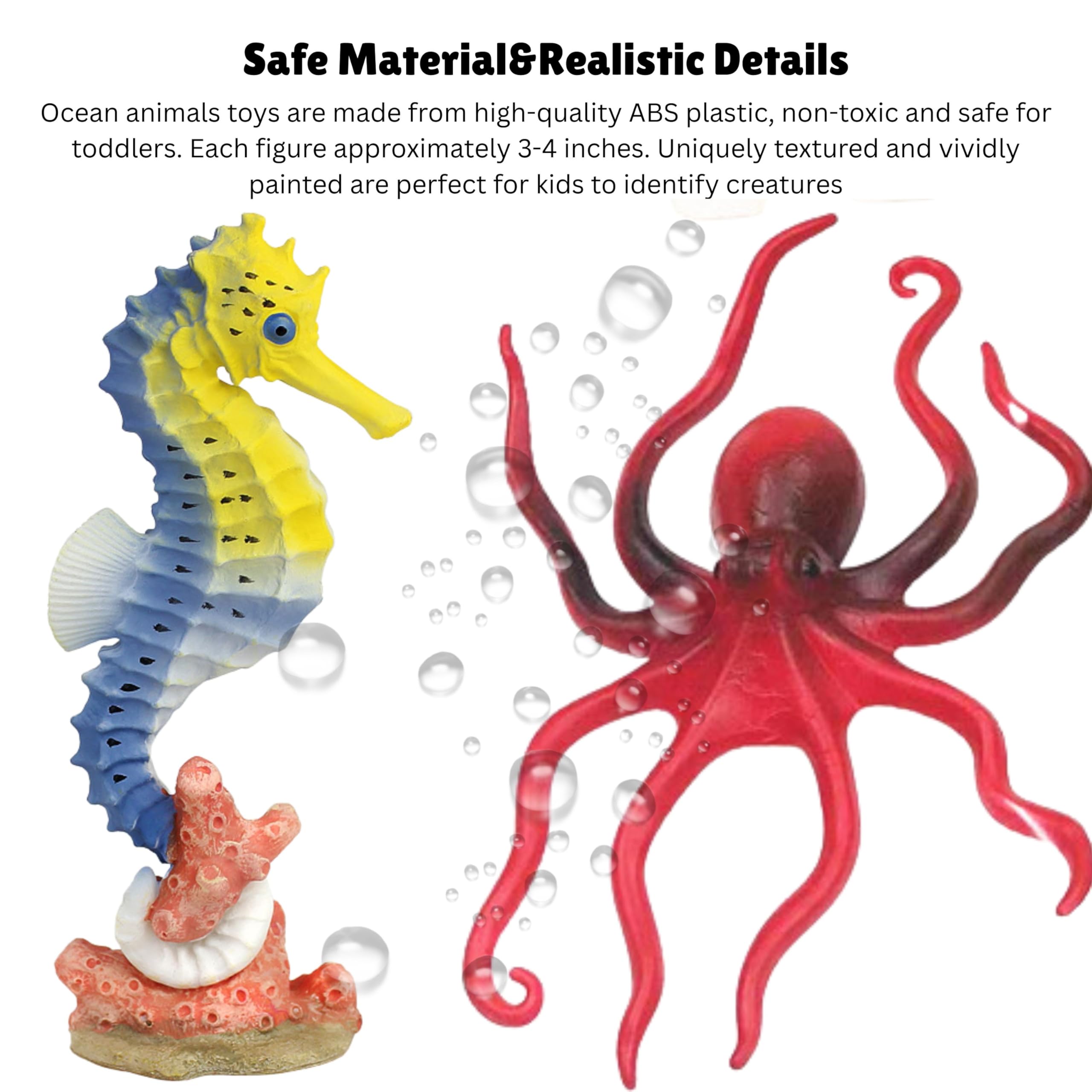 Mallexo Aquatic Sea Animals Toy Set for Kids Medium Size Water Animal 6PCs Marine Jelly Fish Action Figurines for Boys & Girls Birthday Gifts Toys Under Ocean Animal for 3 Year (Sea Toys Sets) - Image 3 thumbnail