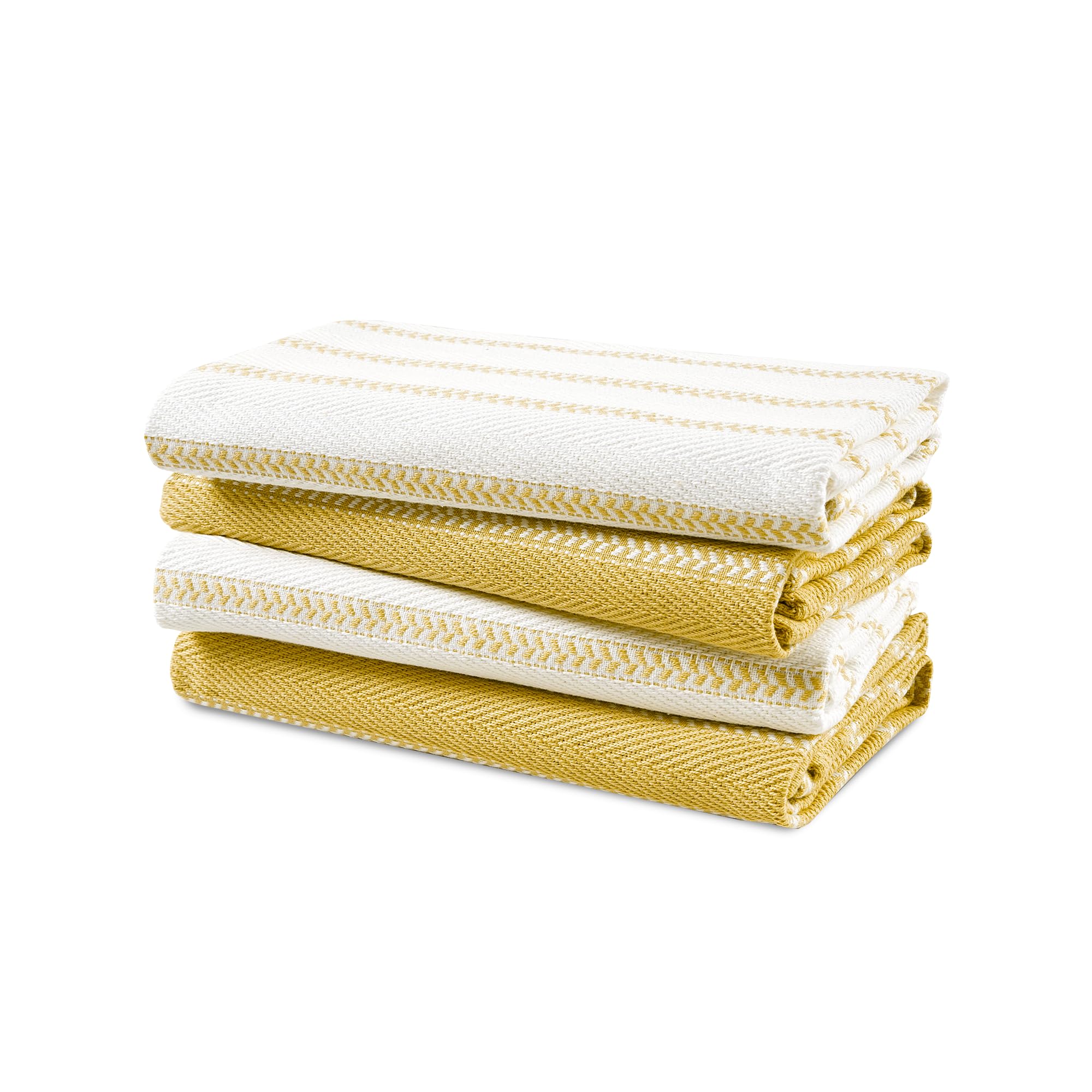 LANE LINEN Kitchen Towel Set - Pack of 4 Cotton Dish Towels for Dishes, 18'x 28' - Quick Drying, Lemon Yellow