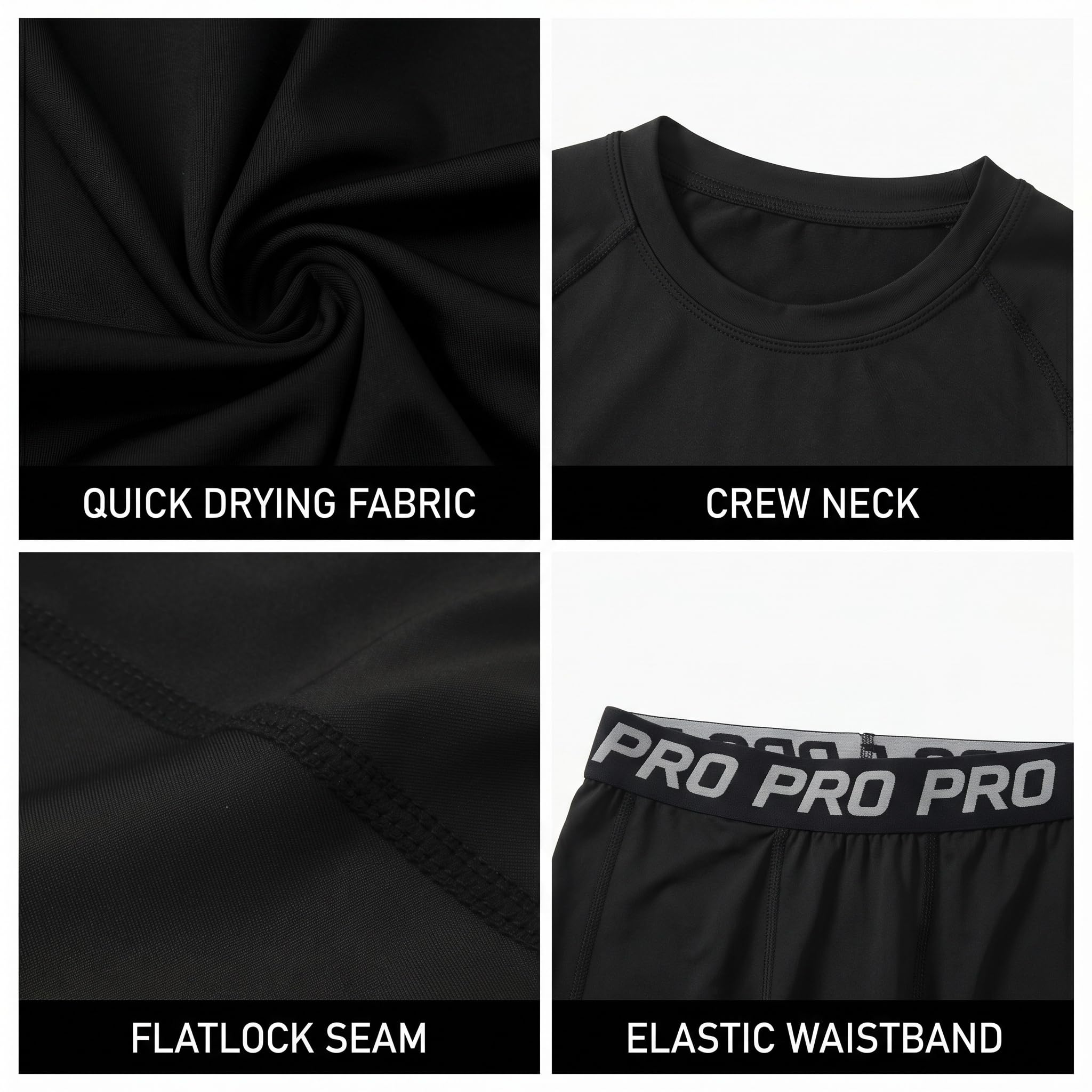 LANBAOSI Maillot de compression à manches longues pour garçon - Leggings thermiques de football - Sous-vêtement athlétique