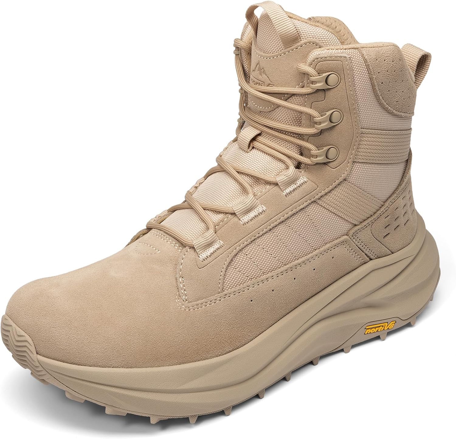 NORTIV 8 Men’s Wide Toe Box Work Military Tactical Boots Barefoot Hiking Low Drop Leather Side Zipper Motorcycle Combat Boots Pikes