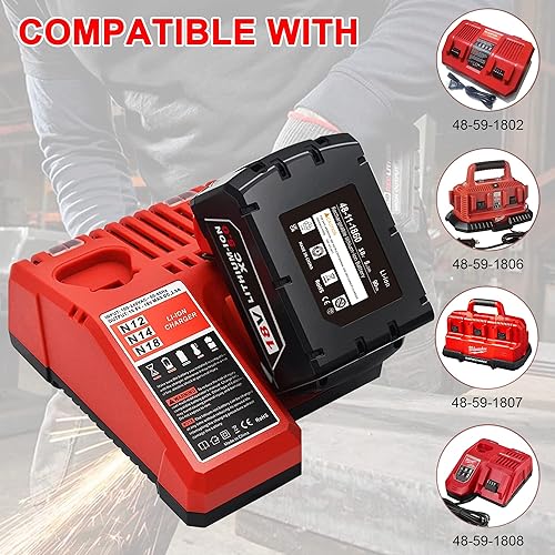 Miniatura 4 de S SKSTYLE Batería de 5.0Ah para Milwaukee M18 48-11-1850 Paquete de 2 baterías de iones de litio de 18 V 48-11-1852
