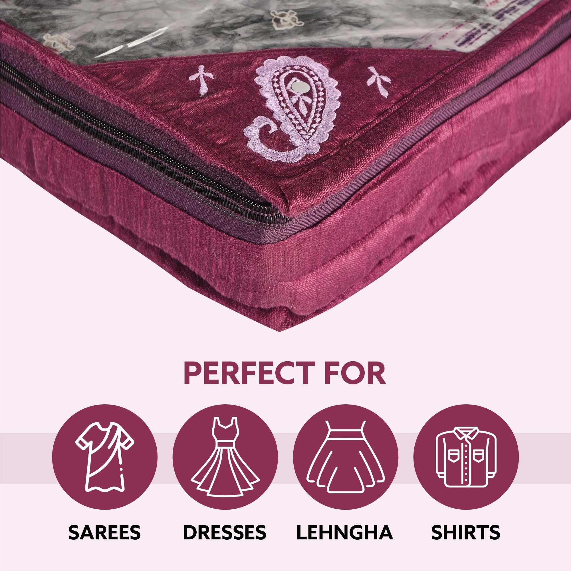 Kuber Industries Saree Cover | Kleideraufbewahrungstasche | Anzug-Verpackungsabdeckung | Stoffaufbewahrungs-Organizer | Kleiderschrank Tuch Aufbewahrung Organizer mit Reißverschluss | Seitliche