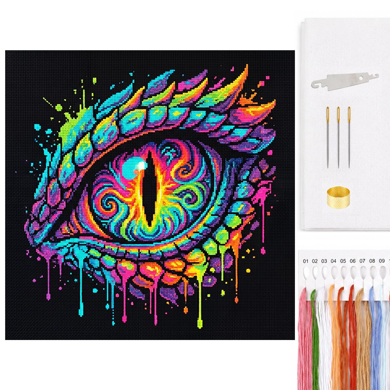 Animal Full 14CT 2 Strands DIY Cross Stitch Kit 11.81x11.81inch Embroidery Craft for Beginners Adults Home Decor