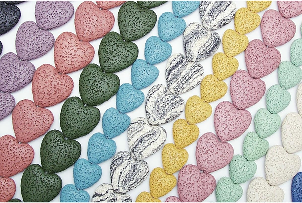 Heart-Shaped Colored Lava Stone Beads Loose Beads Rock Beads Volcanic Gemstone for Earrings Bracelet Necklace Jewelry Making (Mixed Colour, Small) - Image 4