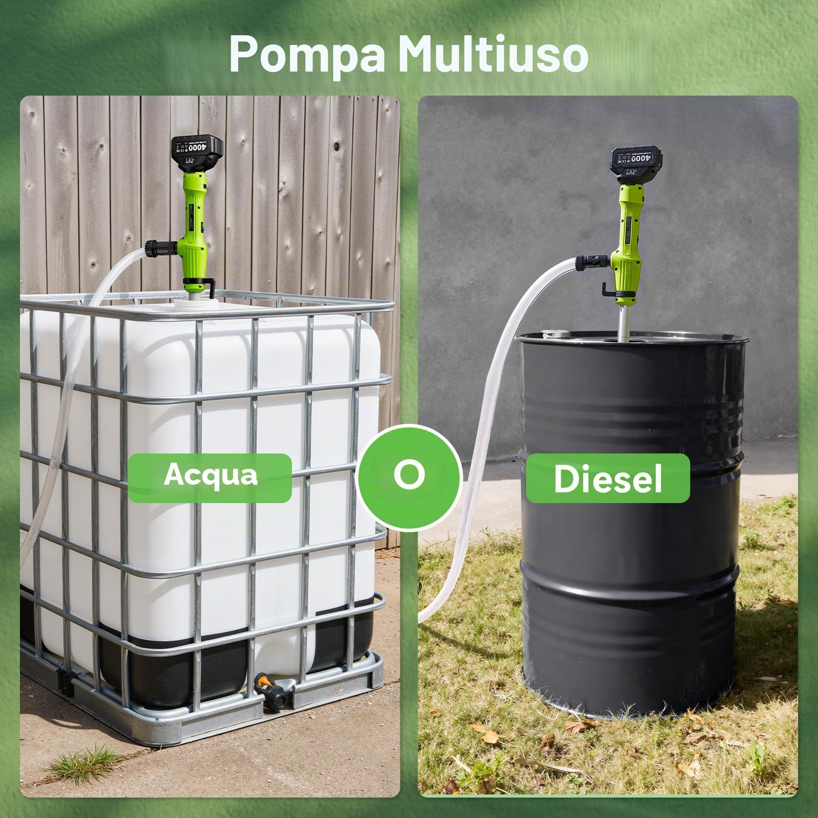 TaskStar Pompa di trasferimento dell'acqua del bastone senza fili ad alto flusso potente pompa di pozzetto alimentata a batteria per piscina stagno giardino