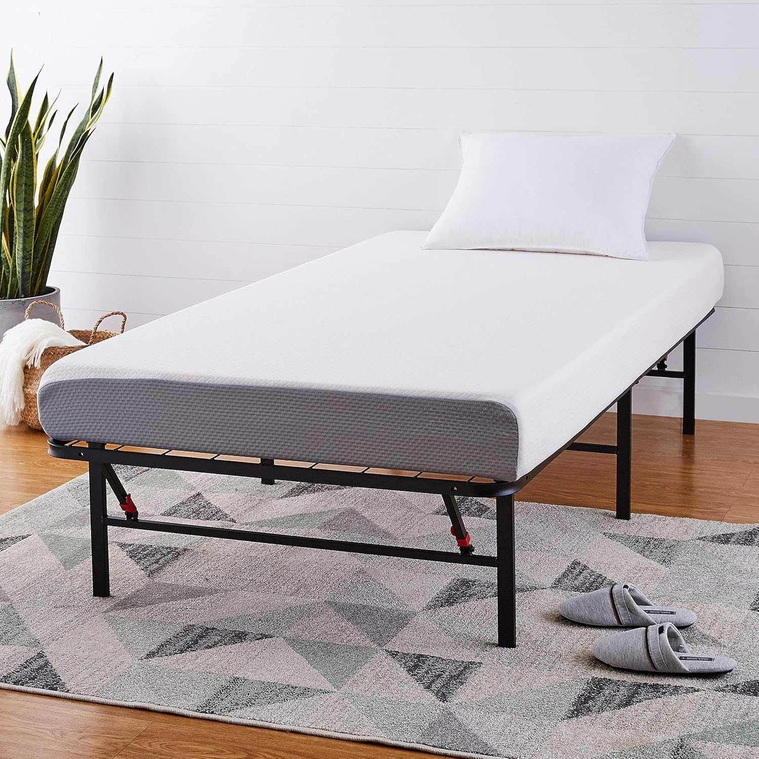 Steel Silent Bed シングルベッドフレーム Amazon｜シングルメタルベッドフレーム ブラック 高さ 36cm 6 本脚