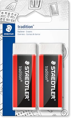 STAEDTLER 526 T20BK2ST tradition erasers, Mukticolor, pack of 2