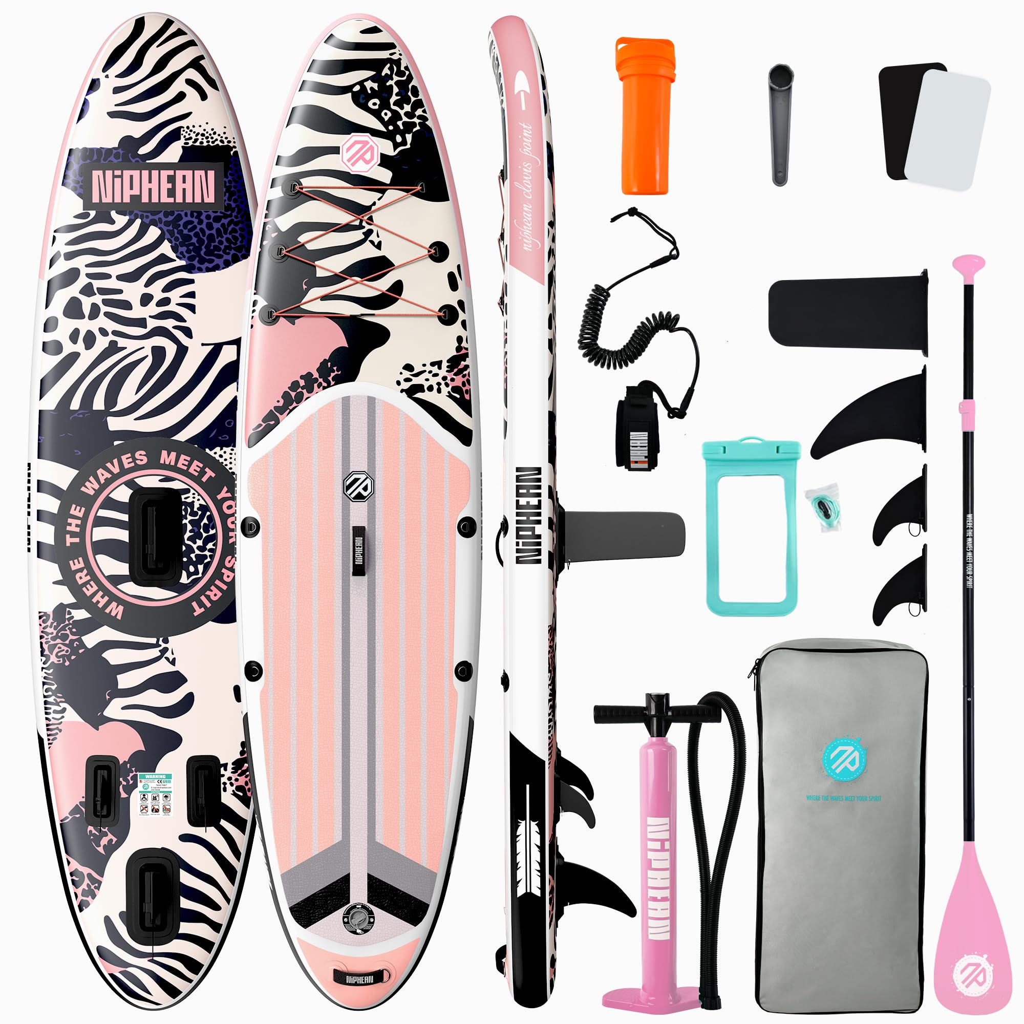 Niphean Inflatable Stand Up Paddle Board with SUP Accessories | 10’6’’ SUP, Anti-Slip EVA Deck, 450 lbs Capacity Inflatable Paddle Boards for Adults &amp; Youth of All Skill Levels