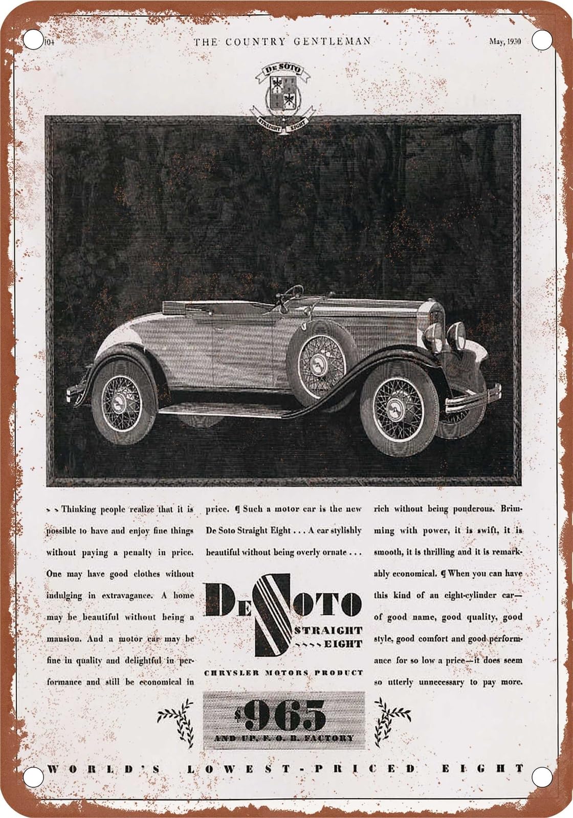 Miaomansenstore Metal Sign - 1930 Desoto Vintage Ad 02 - Old Retro Rusty Look Home Decor
