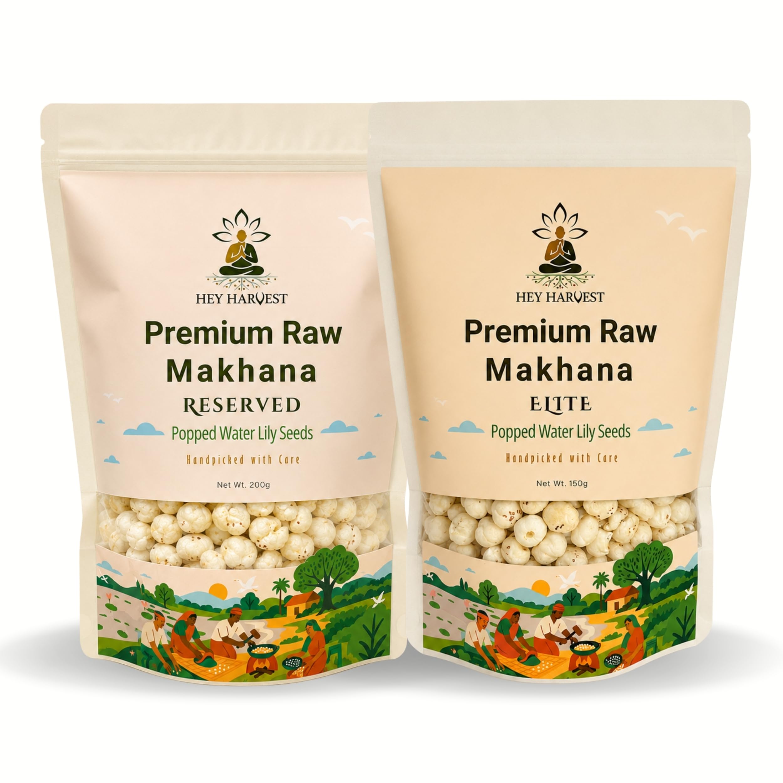 HEY HARVEST Premium Raw Makhana Combo Pack, Natural Raw Flavor, Whole Fox Nuts, Vegetarian, High Protein, Elite 150g + Reserved 200g, Pack of 2-image-45