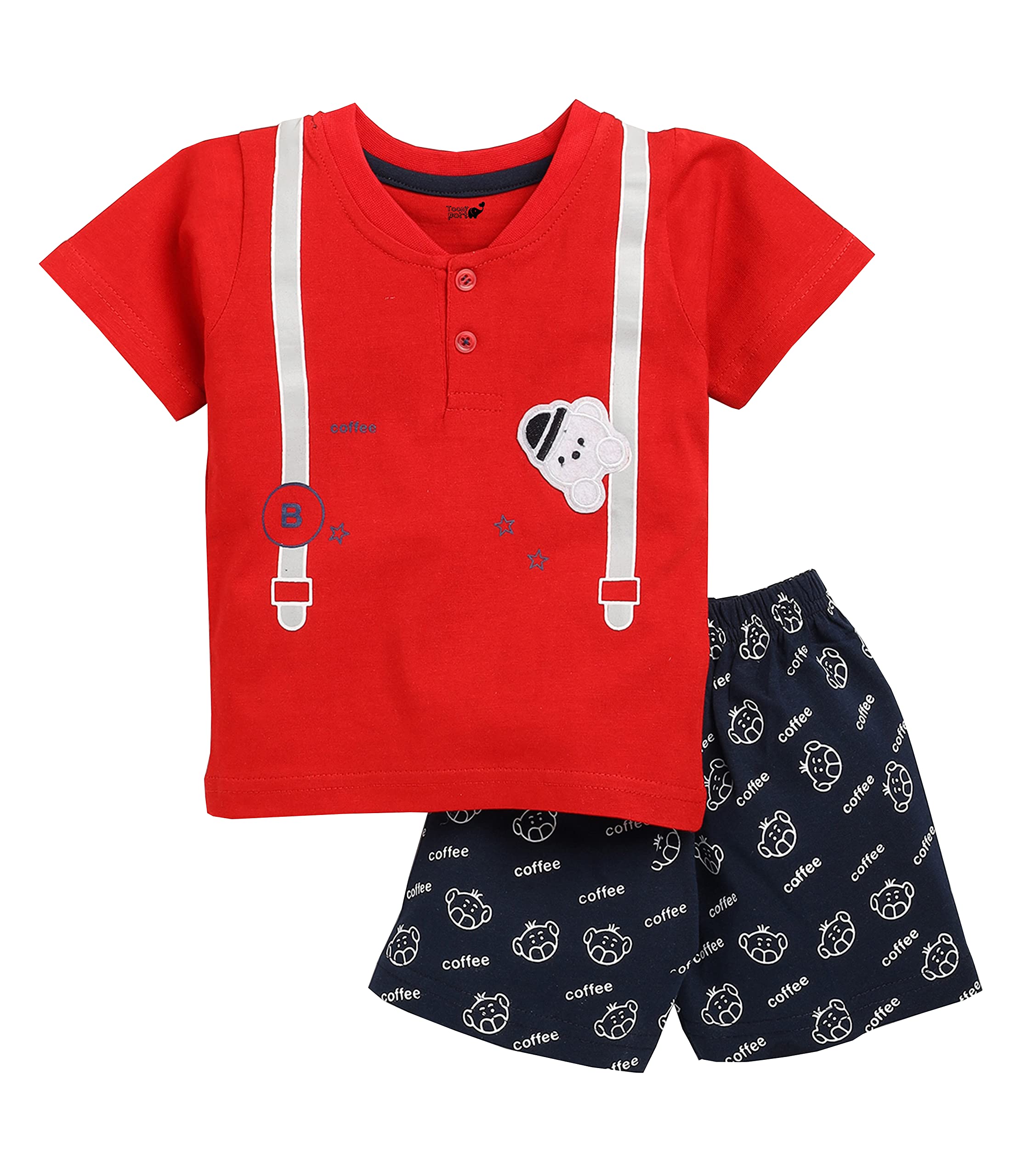 ToonyportPresents Casual Clothing Sets for Kids | T-Shirt and Half Pant Set | Best Combo Outfits for Kids | Age 6 Months to 6 Years