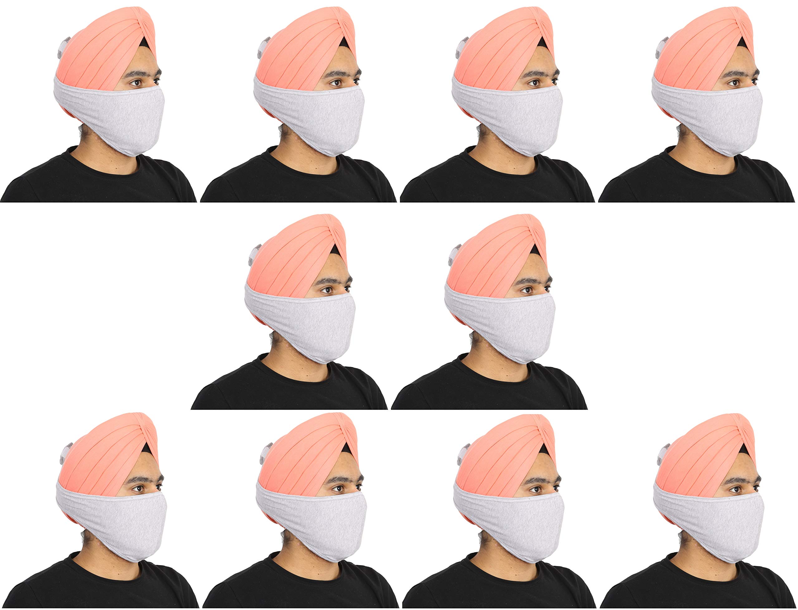 BISMAADH Cotton Hosiery Turban Friendly Pagri Mask with Sticky Strap Pack of 10 (Light Grey) (B095HMKSN5) Amazon Price History, Amazon Price Tracker
