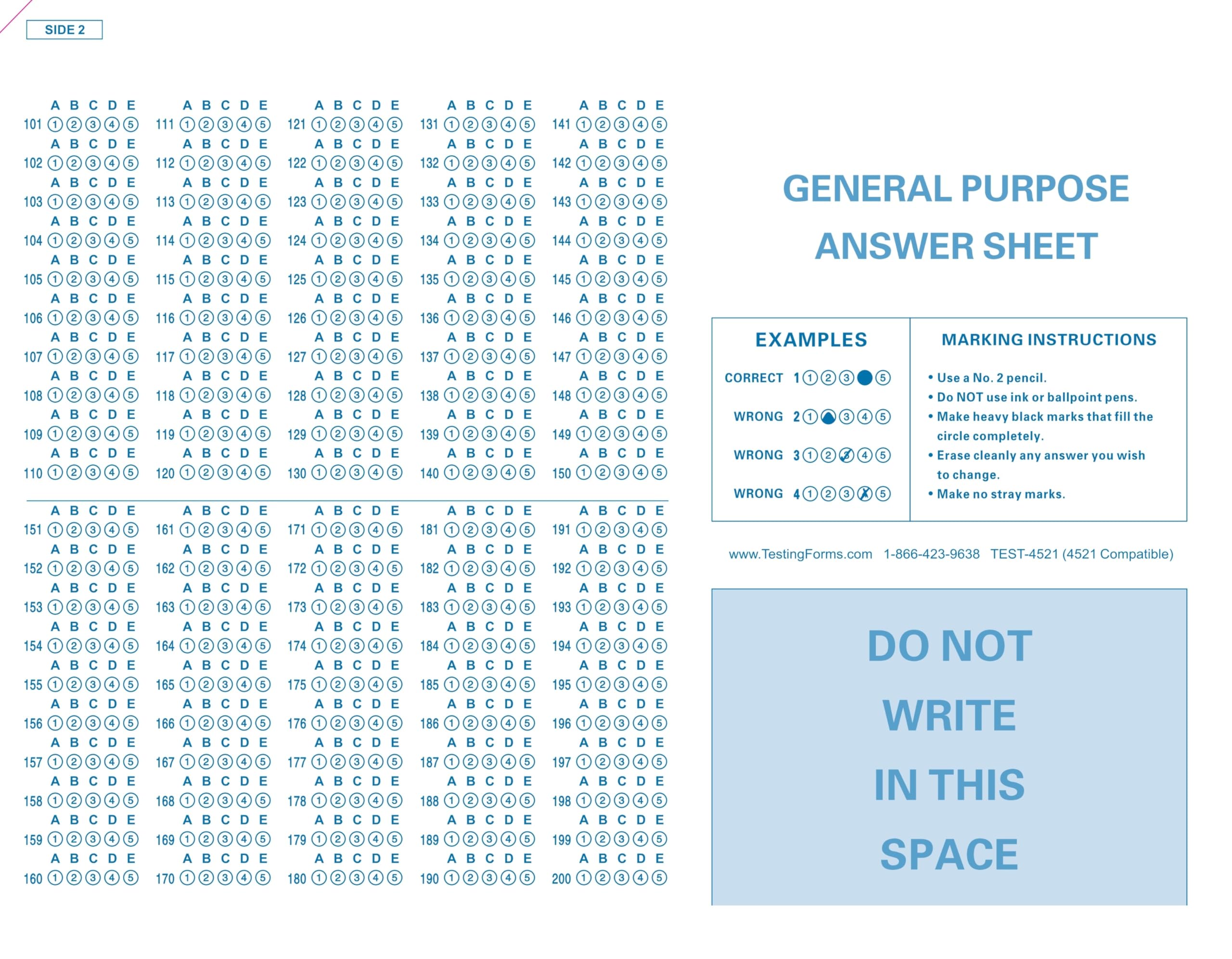 TEST-4521 (50 Sheet Pack) Compatible Testing Forms : Amazon.ca