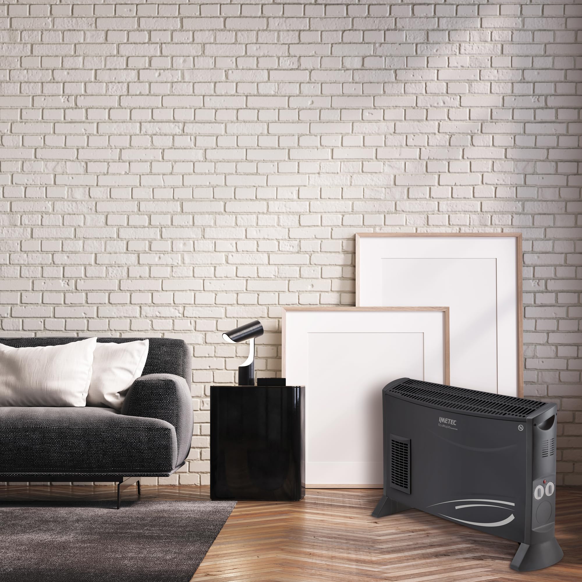 Imetec Eco Rapid Black Code Termoconvettore - Stufetta Elettrica a Basso Consumo con Modalità ECO -40% di Energia - 2000W, 4 Temperature, Riscaldamento Rapido, Termostato di Sicurezza, Silenzioso