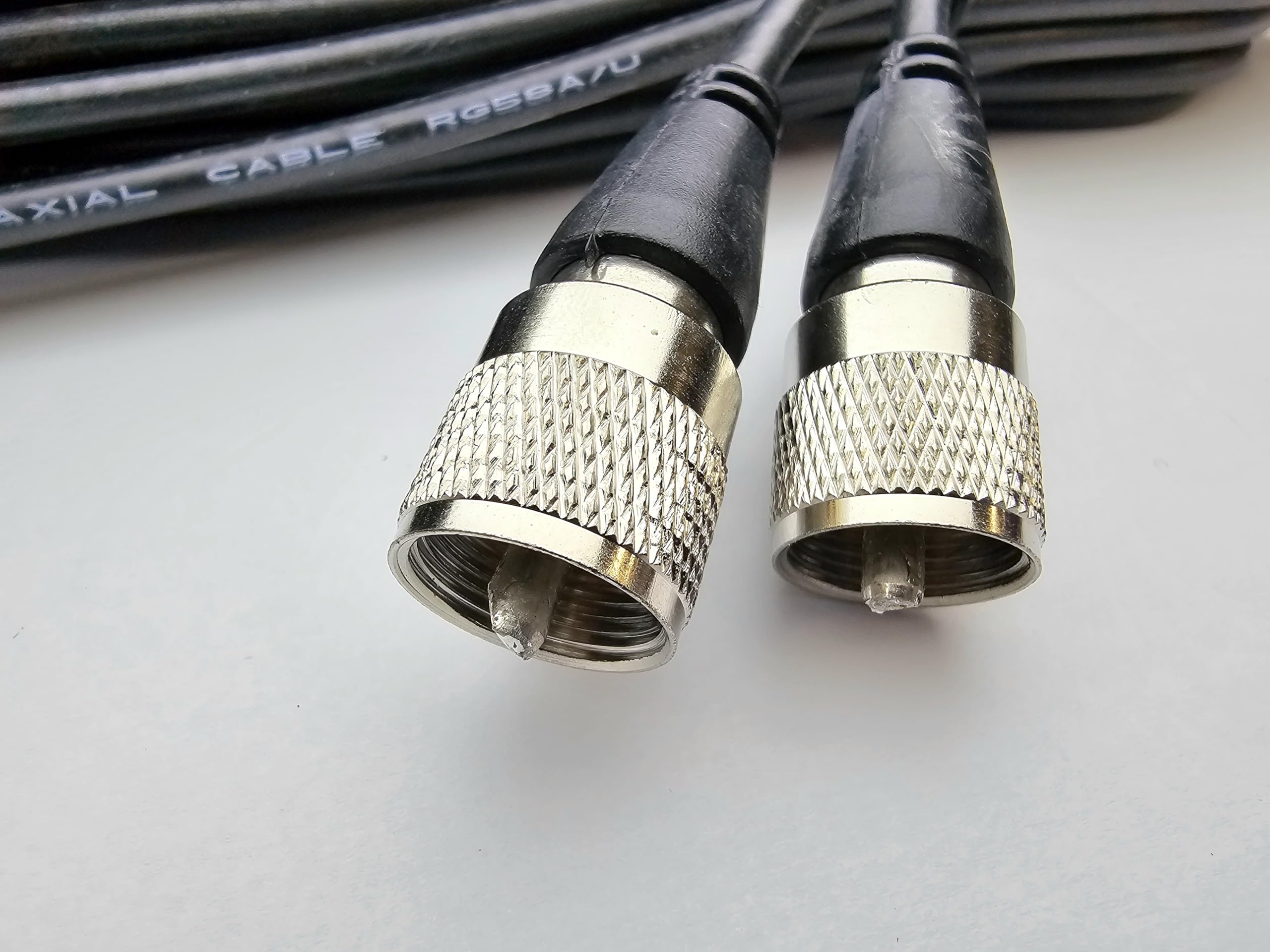 Pro Trucker RG58 CB Antenna Coaxial Cable, 50ft UHF PL259 Male to Male Coax Jumper Cable for CB, HAM Radio, SWR Meter, Antenna Analyzer - PTRG58-50