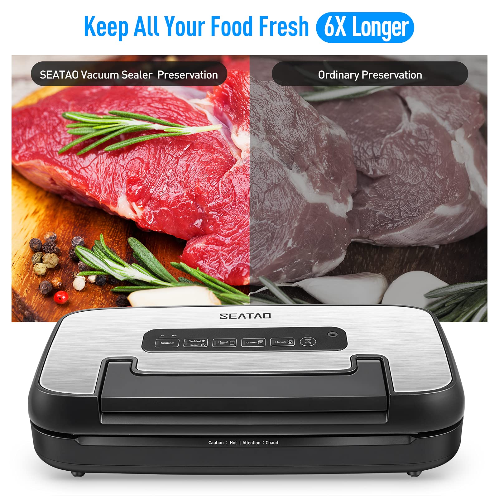 SEATAO VH5156 Vacuum Sealer, Handle Lock Design, Over 200 Continuous