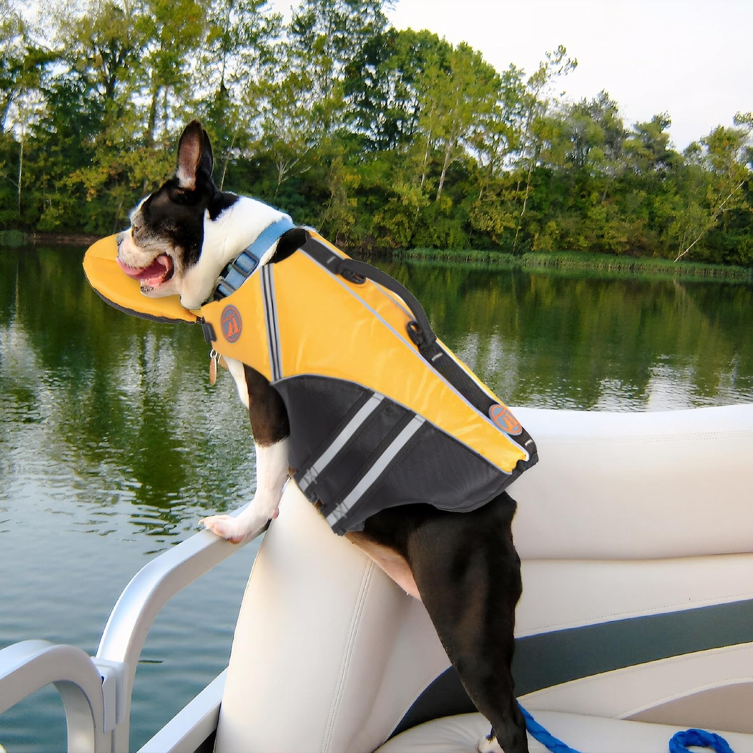 Mklhgty Dog Life Jacket, Reflective Dog Life Vest with Removable Neck Float High Buoyancy for Swimming and Boating, Ripstop Pet Safety Swimsuit Rescue Handle for Small Medium Large Dogs