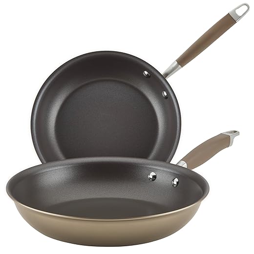 Anolon Advanced Home Hard-Anodized Nonstick Skillets (2 Piece Set- 10.25-Inch & 12.75-Inch, Bronze)