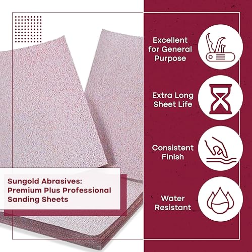 Miniatura 6 de Sungold Abrasives 11117 Hojas de grano 400 de 9 x 11 pulgadas, óxido de aluminio estearado, paquete de 25