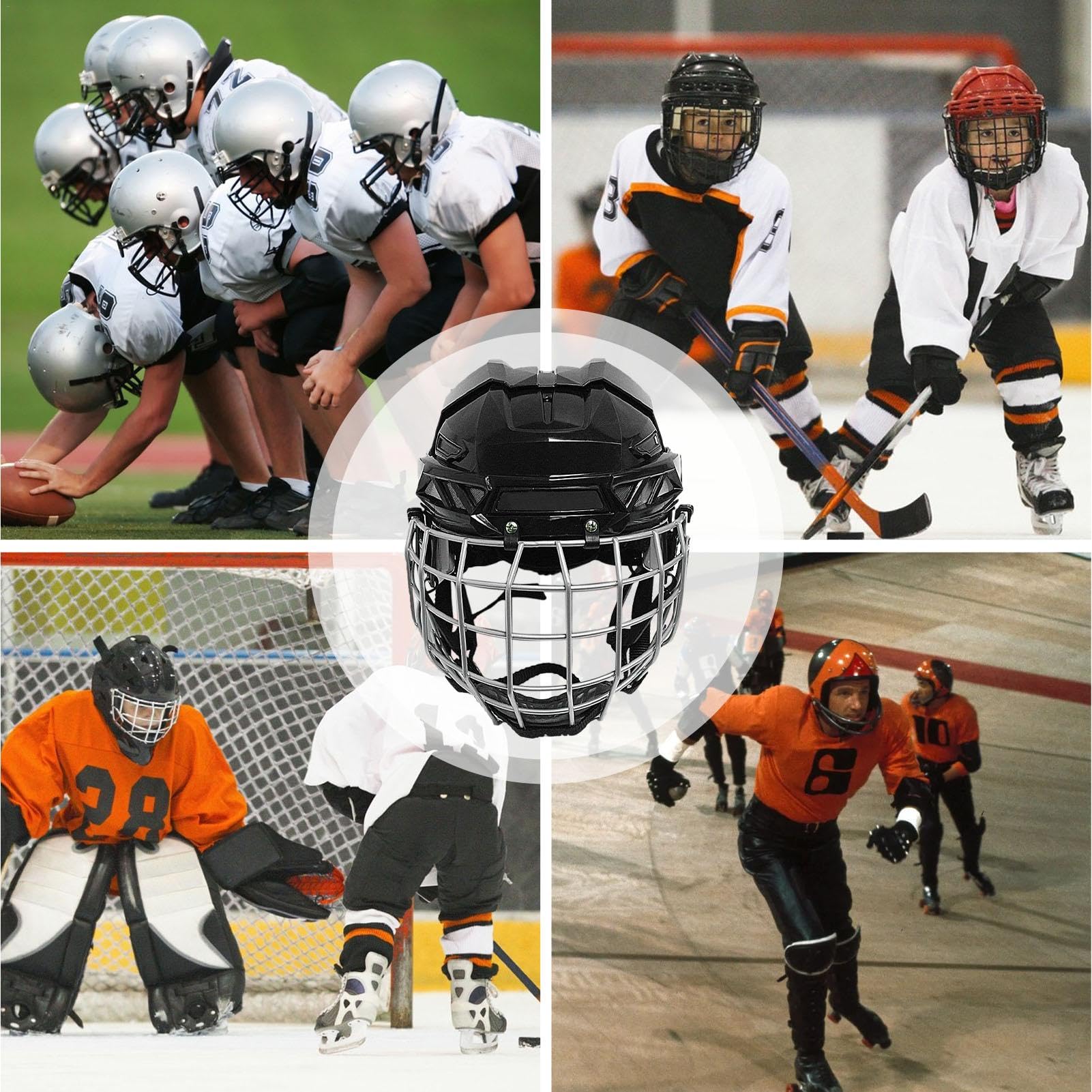 Casques de Hockey pour Adultes – Casques de Gardien de But de Hockey de Rue, Casques de Hockey sur Glace combinés avec Cage | Équipement de Hockey Robuste et Protecteur Respirable pour Le Hockey sur