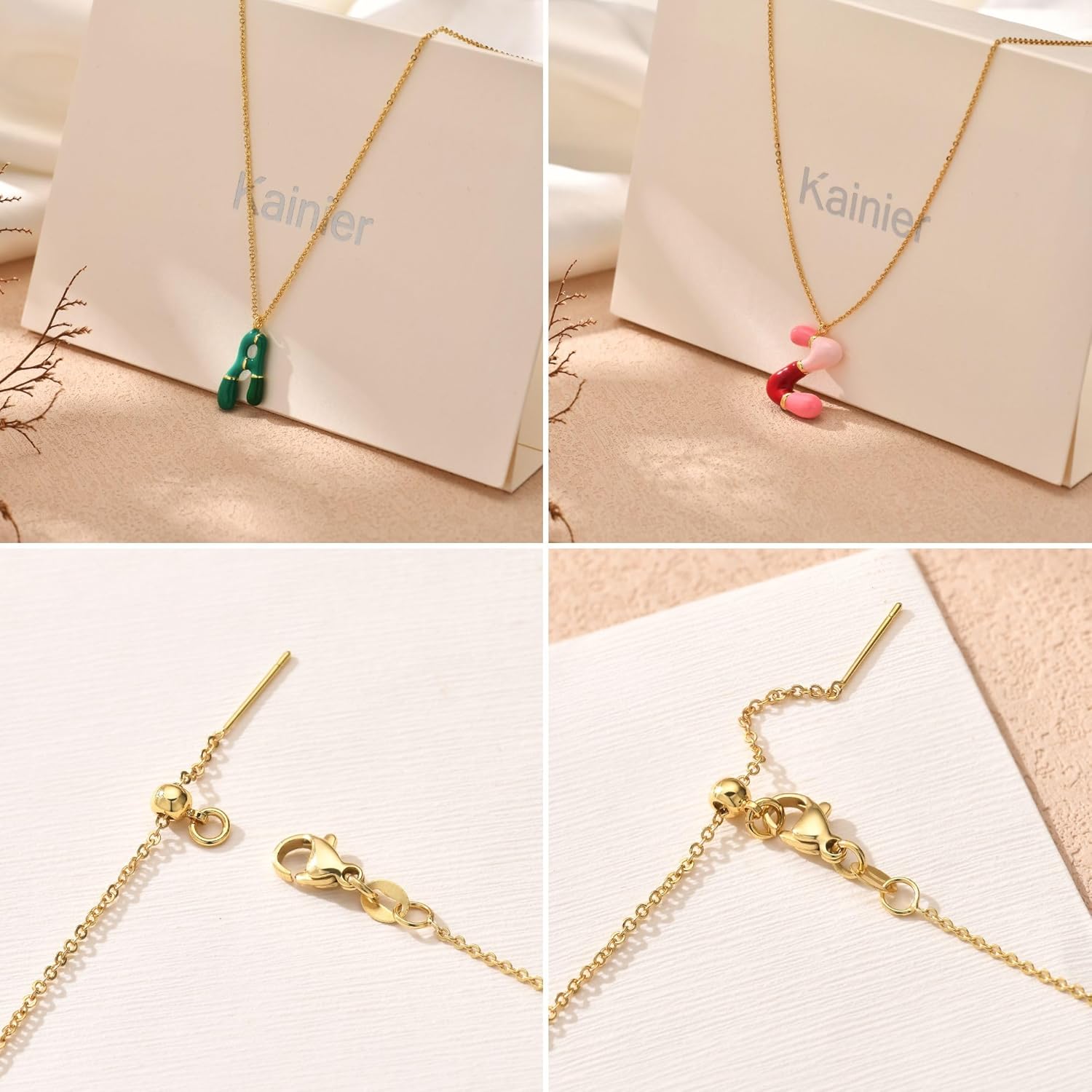 Kainier Bubble Letter Initial Necklace for Women, Colorful Balloon Alphabet Name Pendant Dainty Cute 14K Gold Plated Necklaces Jewelry Gifts… - Image 5