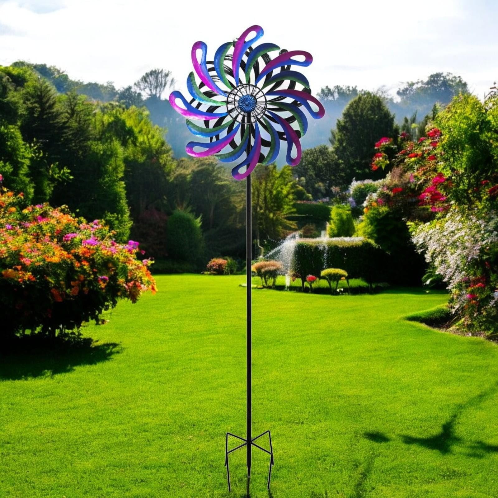 Epsom Door Handles Small Vortex Wind Spinner Stake – Cosmic Fusion Design – Kinetic Metal Garden Sculpture for Yard, Lawn, Patio & Outdoor Décor – 120 x 36 x 15 cm