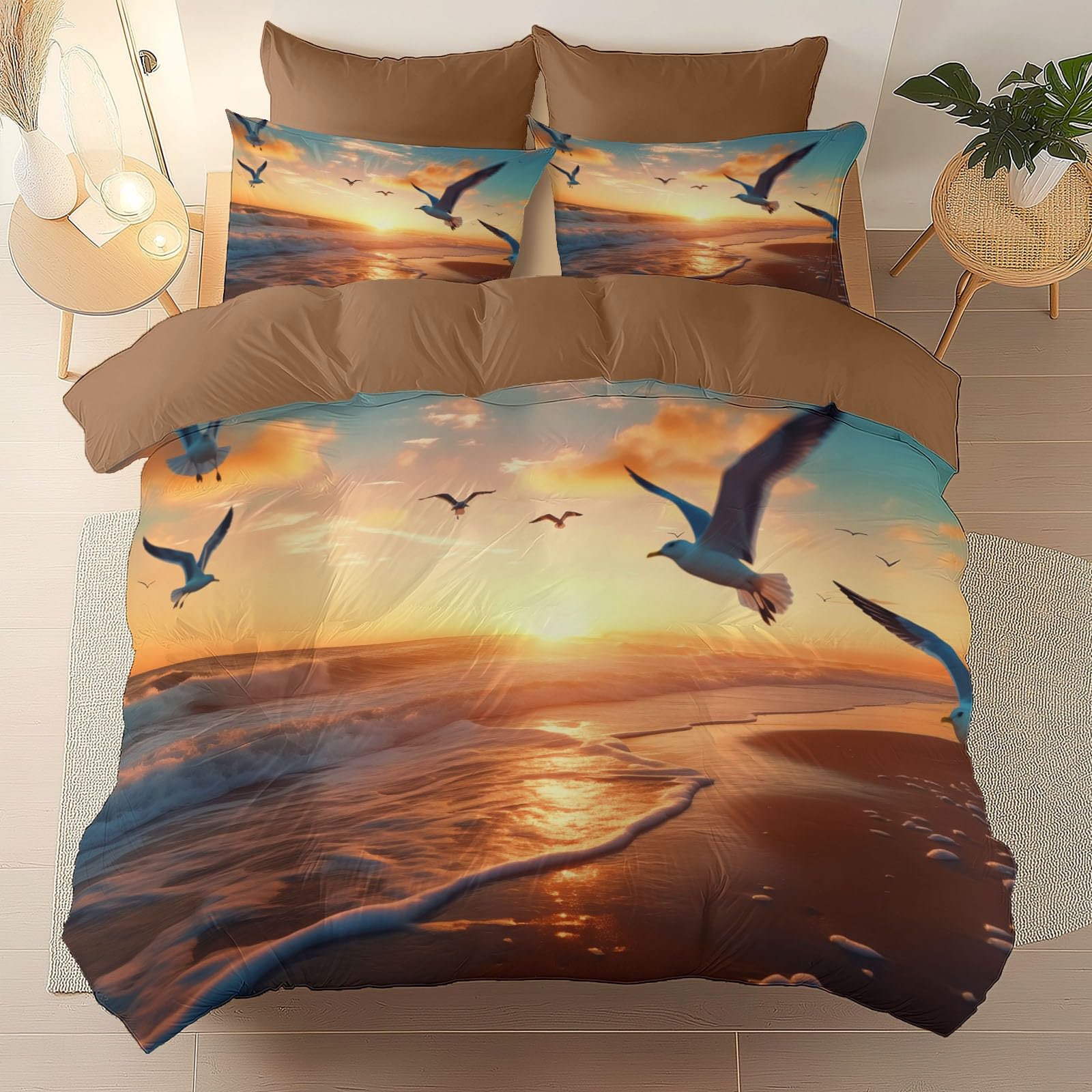 Housse de couette 240x260 coucher de soleil pour une chambre ambiance plage