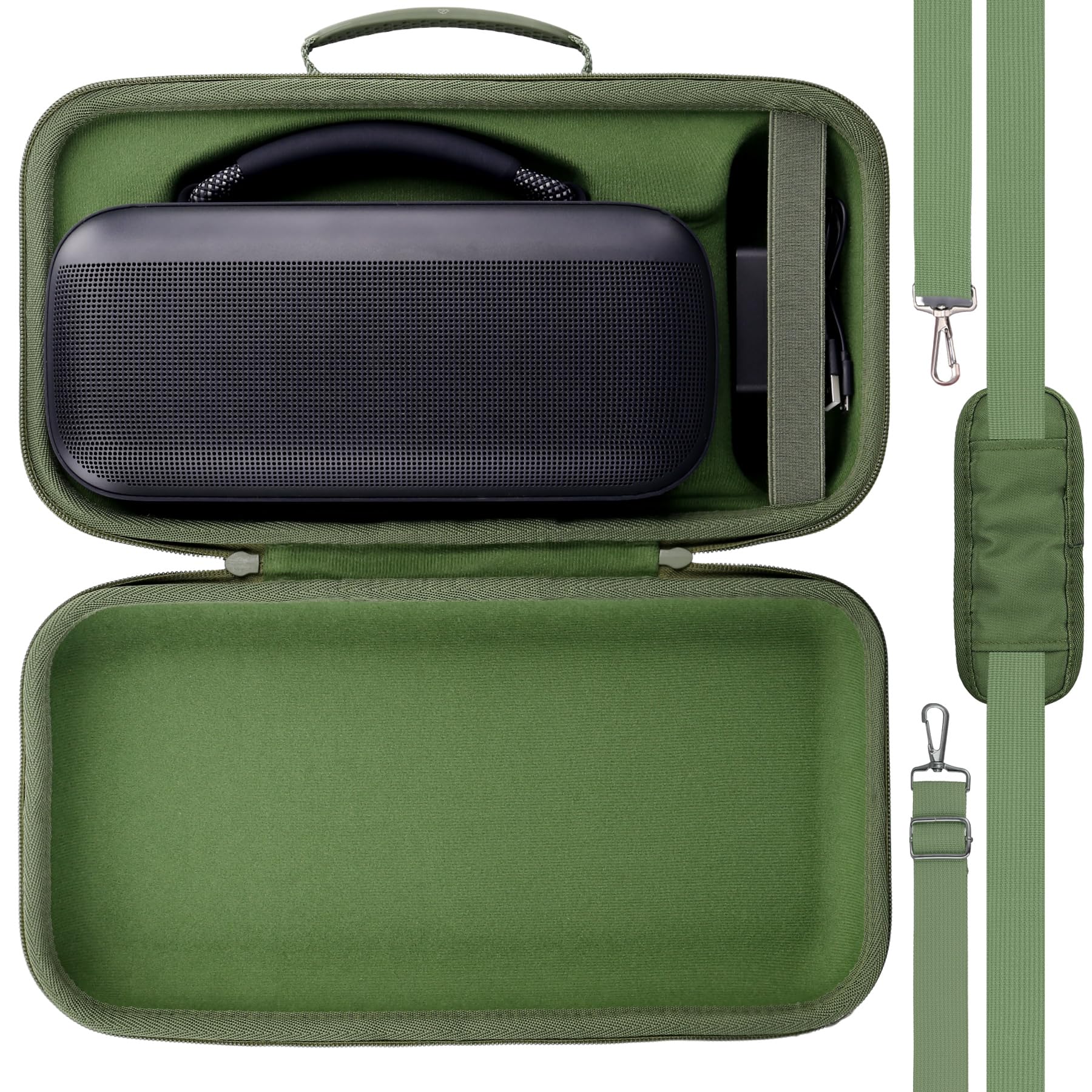 for Bose SoundLink Max Portable Speaker Hard Protective Case, Portable Travel Case Replacement with Shoulder Strap and Handle (Army Green Case) -