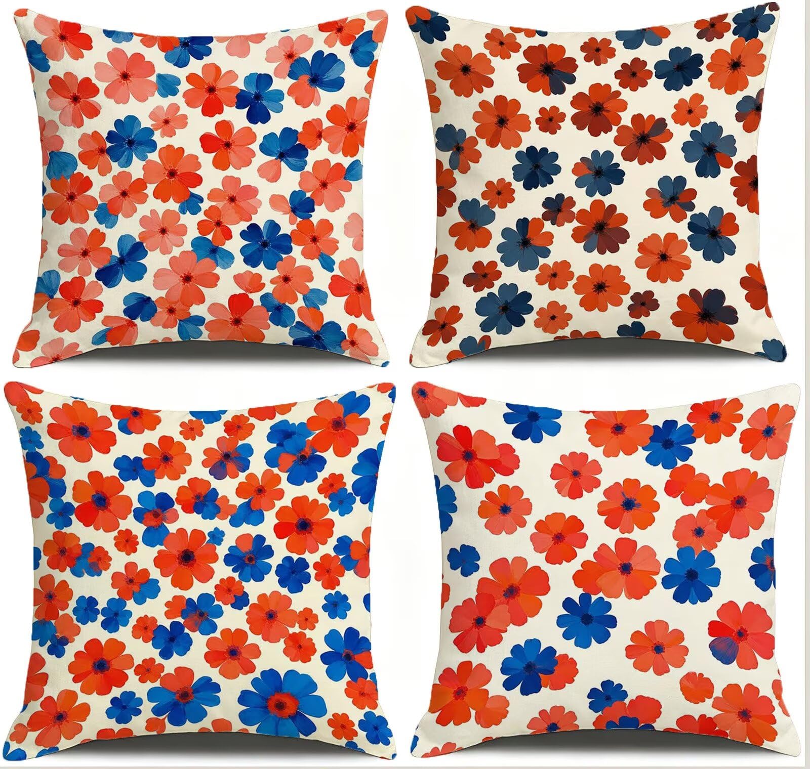 Rosso Federe Cuscini Divano 40x40cm, Cuscini da Esterno Set de 4, Cod-205