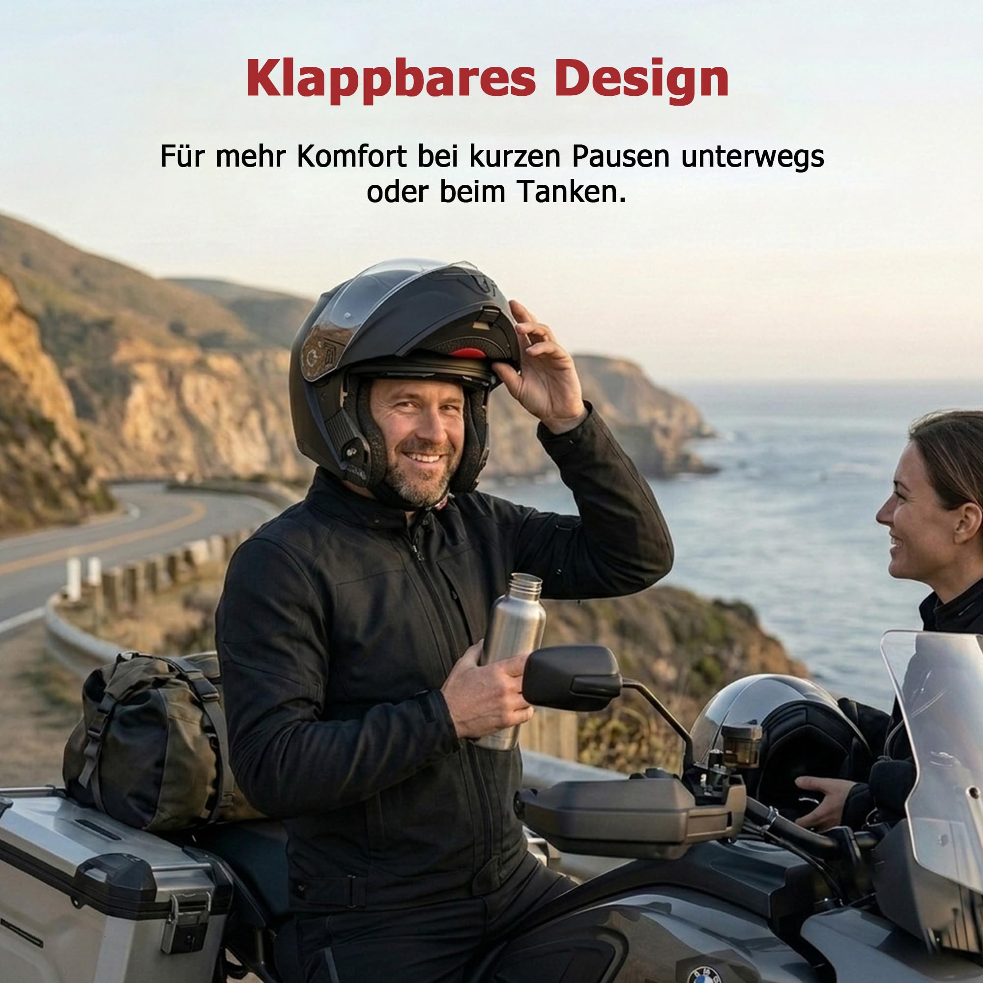Westt Motorradhelm Klapphelm ECE 22.06 und PINLOCK 70 vorbereitet | Integralhelm Klappbar mit Sonnenblende, Rollerhelm für Damen und Herren, Mopedhelm vorbereitet für Kommunikationssystem