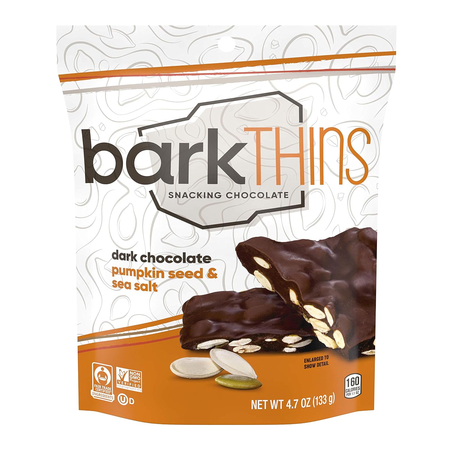 barkTHINS Snacking Dark Chocolate, Pumpkin Seed with Sea Salt, 4.7 Ounce (Pack of 6)